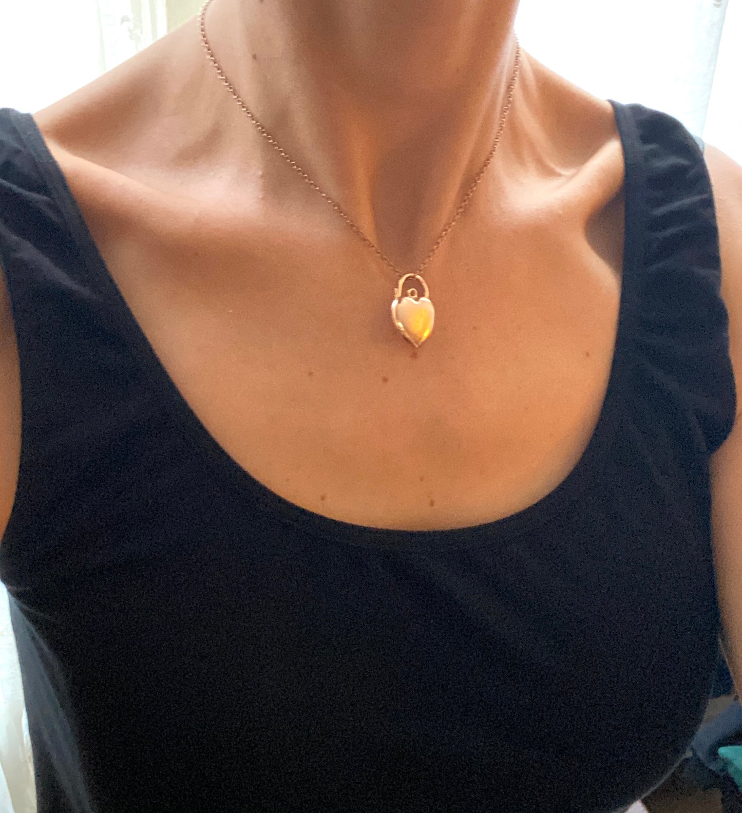 Rare, Antique, 10ct Gold Puffy Heart Padlock Clasp/Pendant