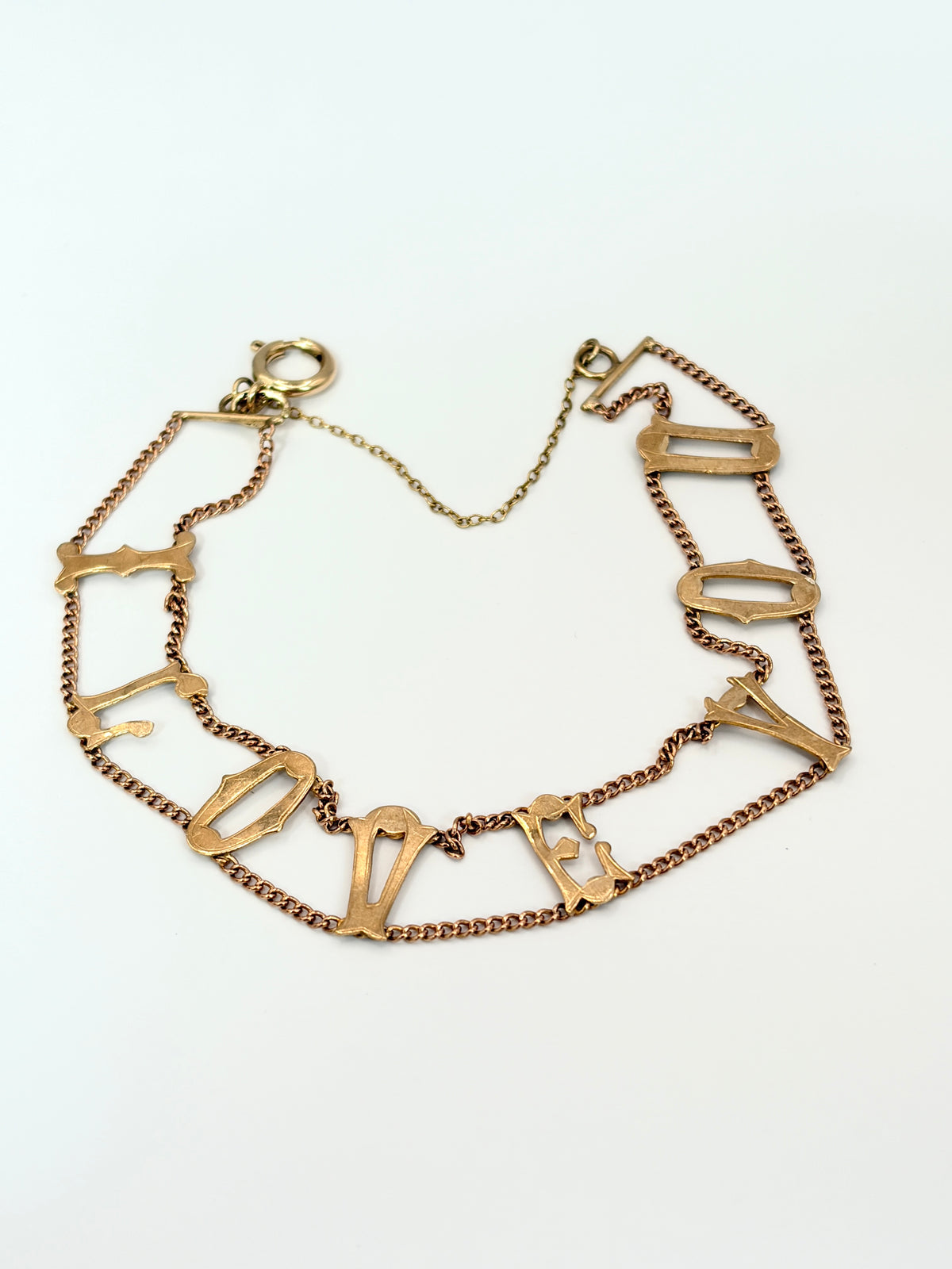 Romantic Vintage, 9ct Gold 'I Love You' Bracelet, Hallmarked London 1973