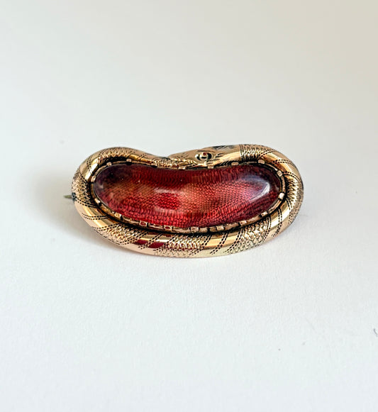 Victorian, 9ct Gold Ouroboros Crystal Locket Brooch