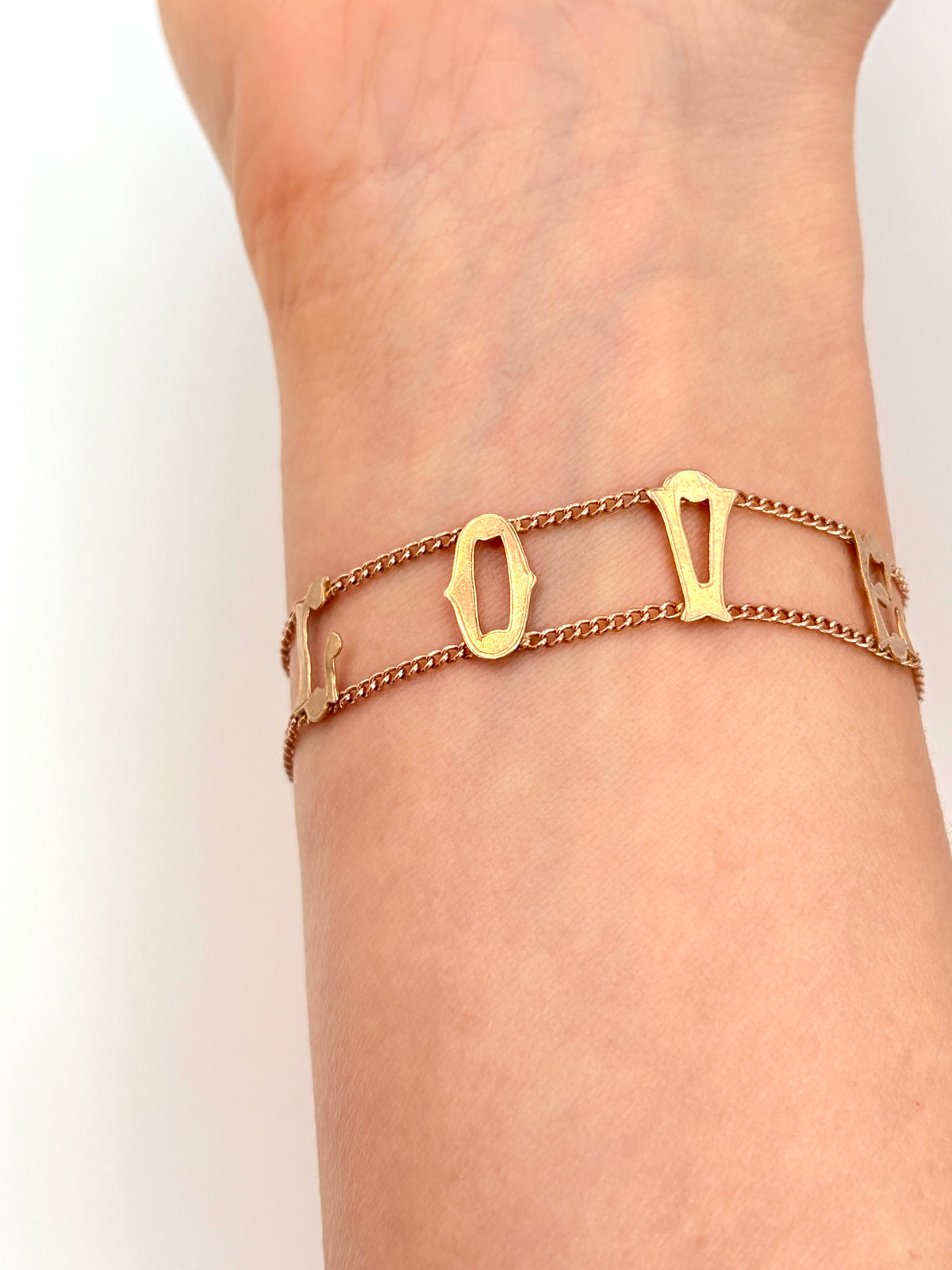 Romantic Vintage, 9ct Gold 'I Love You' Bracelet, Hallmarked London 1973