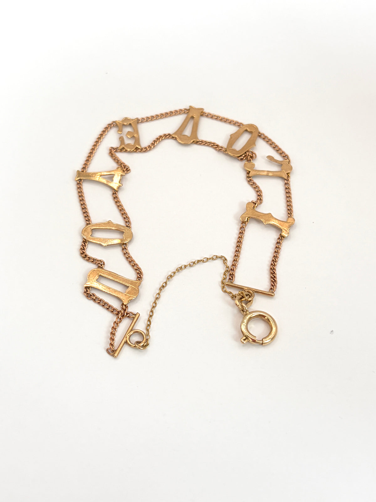 Romantic Vintage, 9ct Gold 'I Love You' Bracelet, Hallmarked London 1973