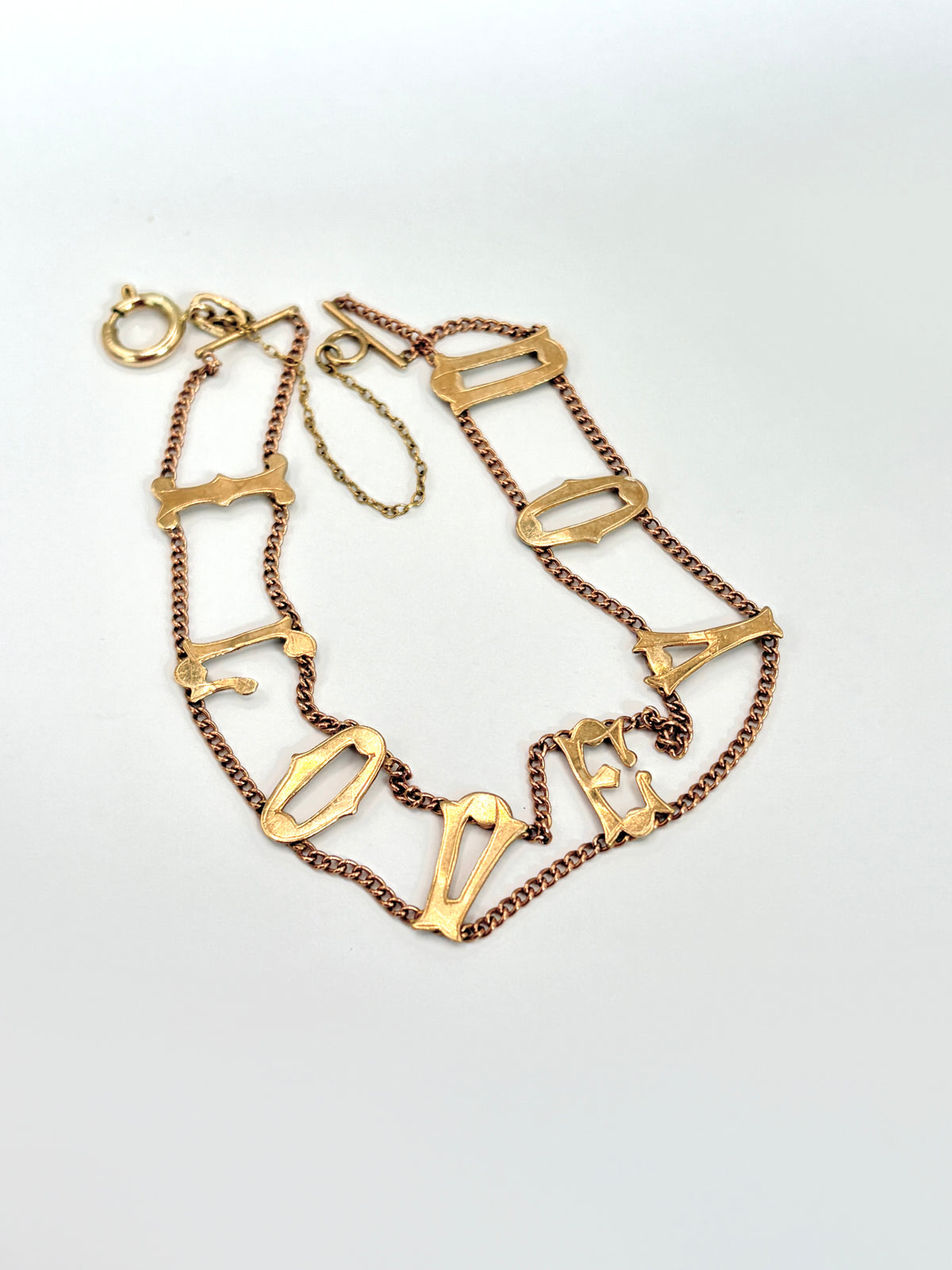 Romantic Vintage, 9ct Gold 'I Love You' Bracelet, Hallmarked London 1973