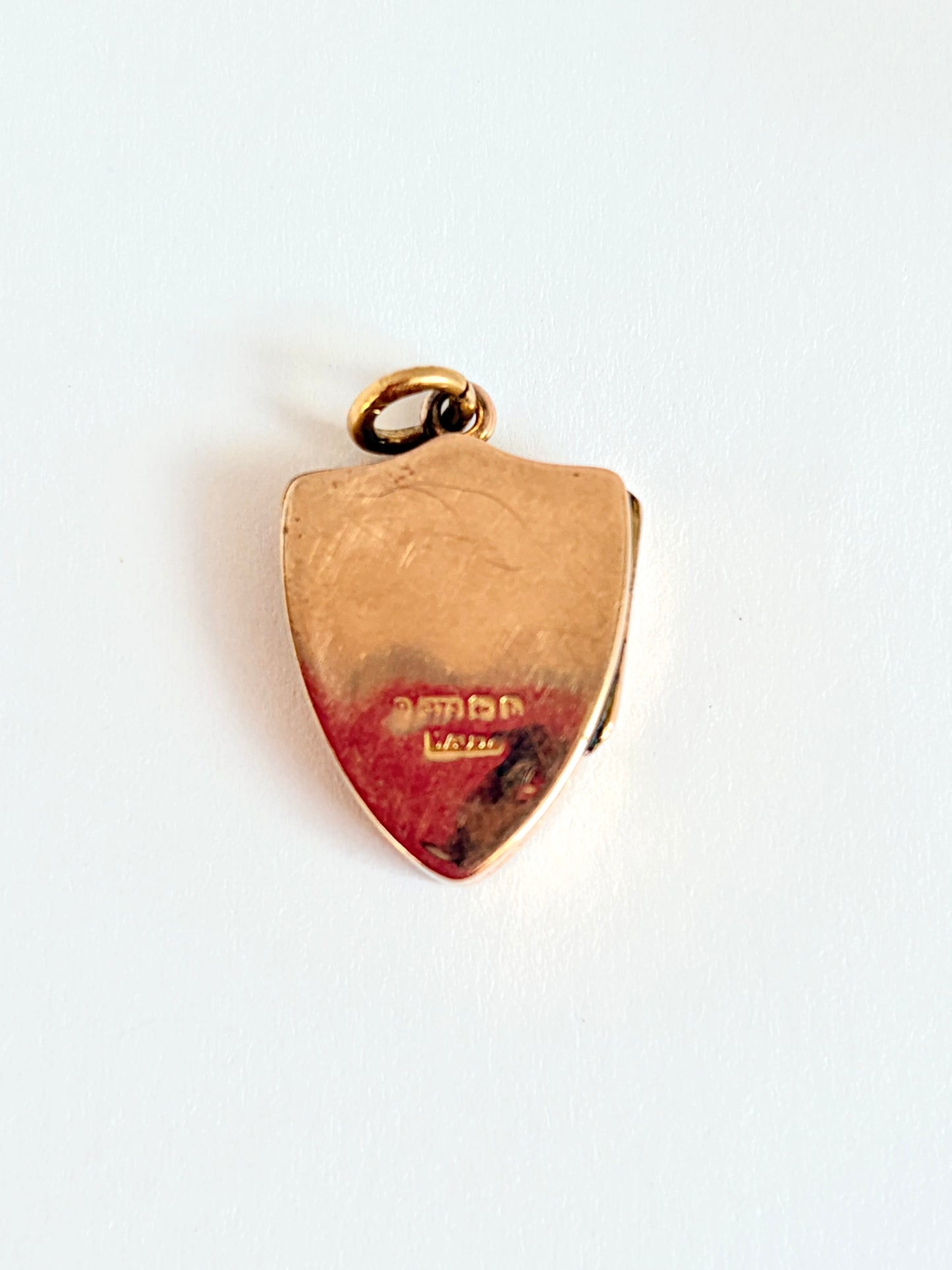 Rare, Victorian,  9ct Gold Shield Locket with Ivy and a equestrian decor, 1901