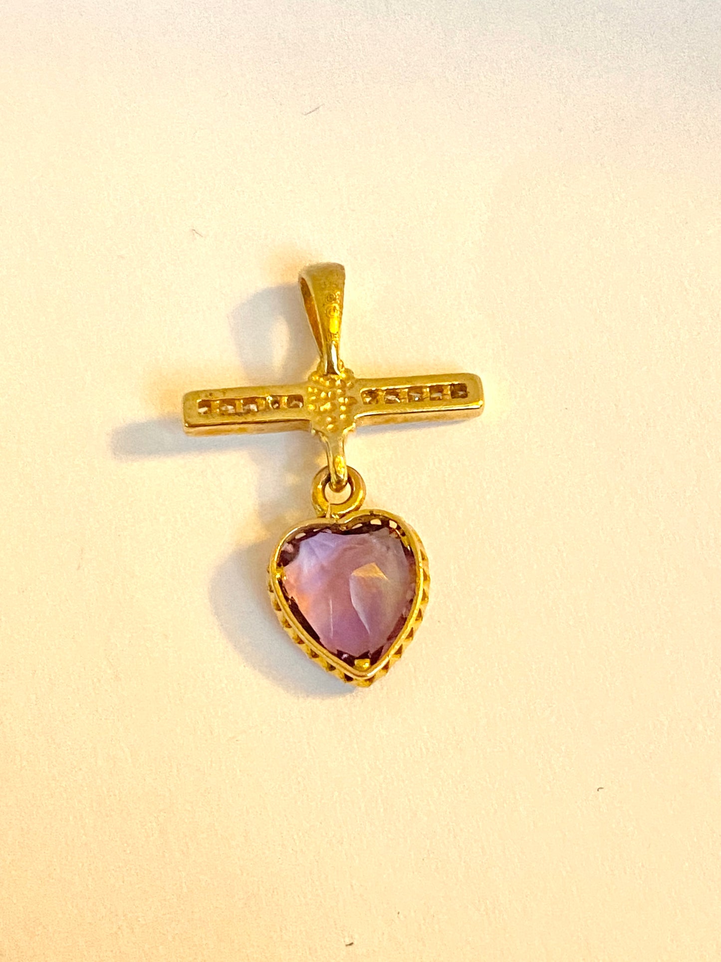 Sweet, Victorian, Amethyst Heart Pendant with Diamond Bar