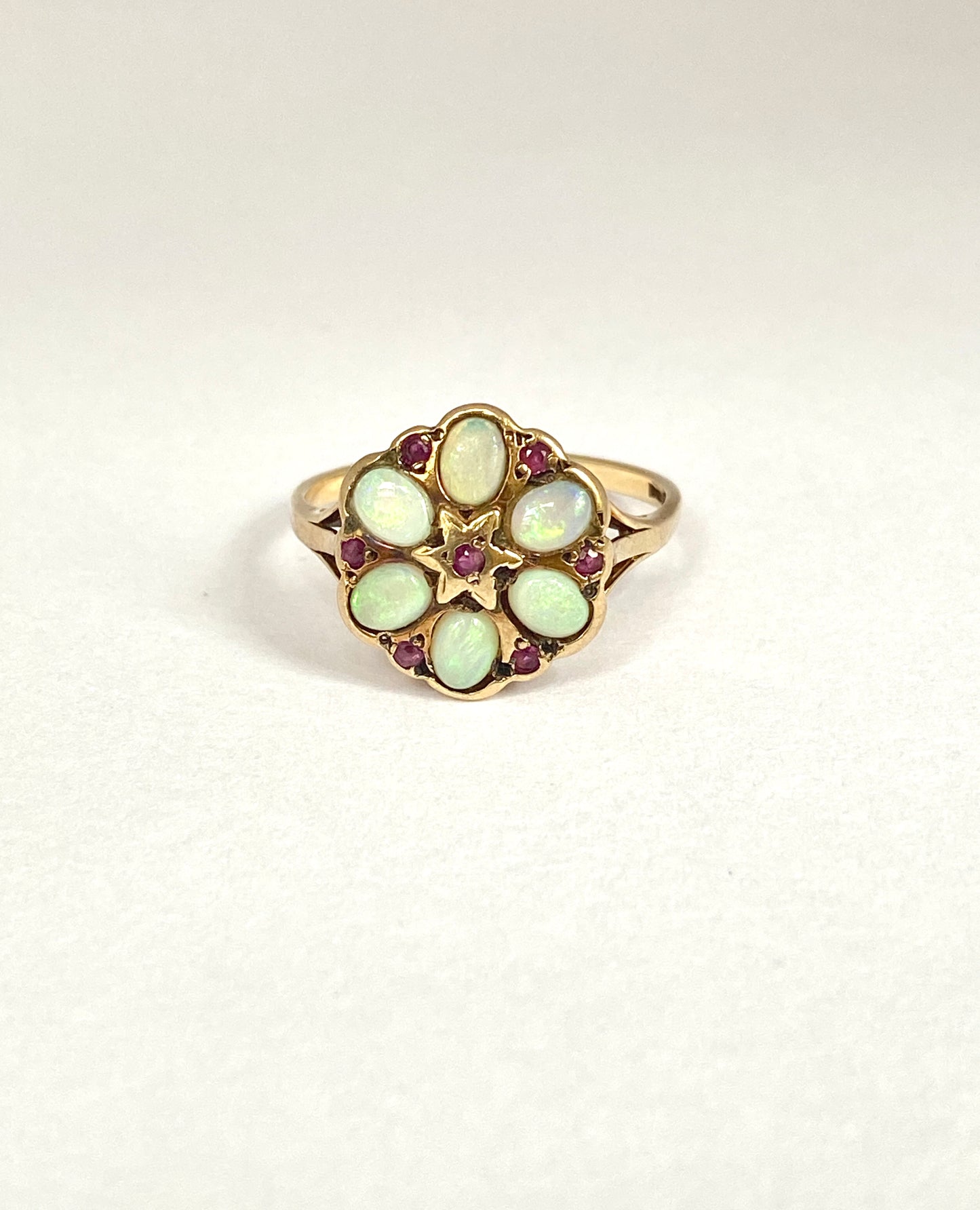 Huge, 9ct Gold, Vintage, Opal and Ruby Ring