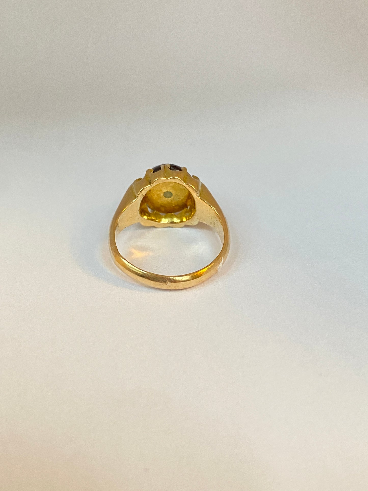 Edwardian, 18ct Gold, Bullseye Agate Ring with Diamond, Hallmarked Chester, 1908