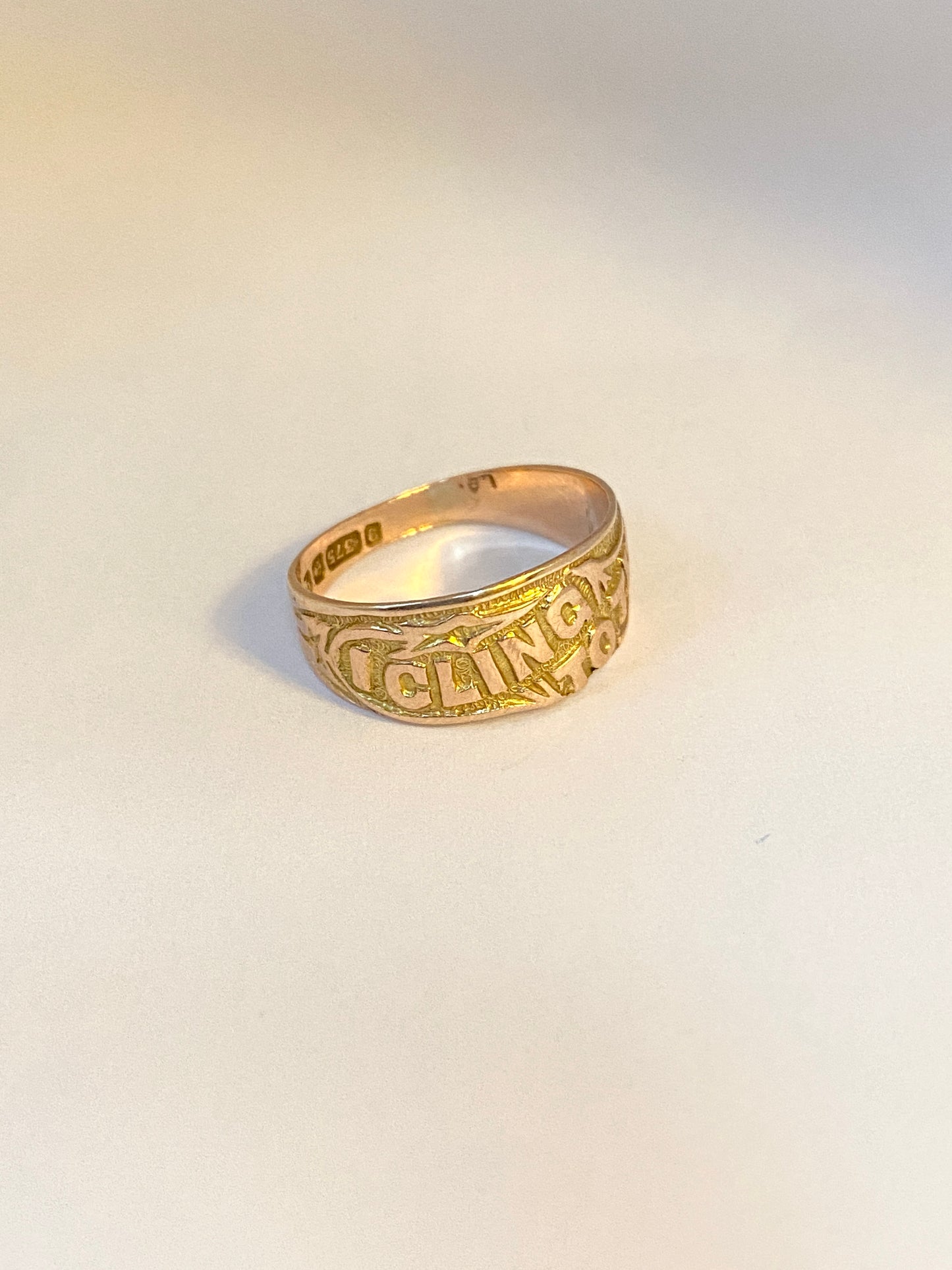 Antique, 9ct Yellow Gold 'Cling to Thee' Ring, Hallmarked Birmingham, 9ct Gold, 1915