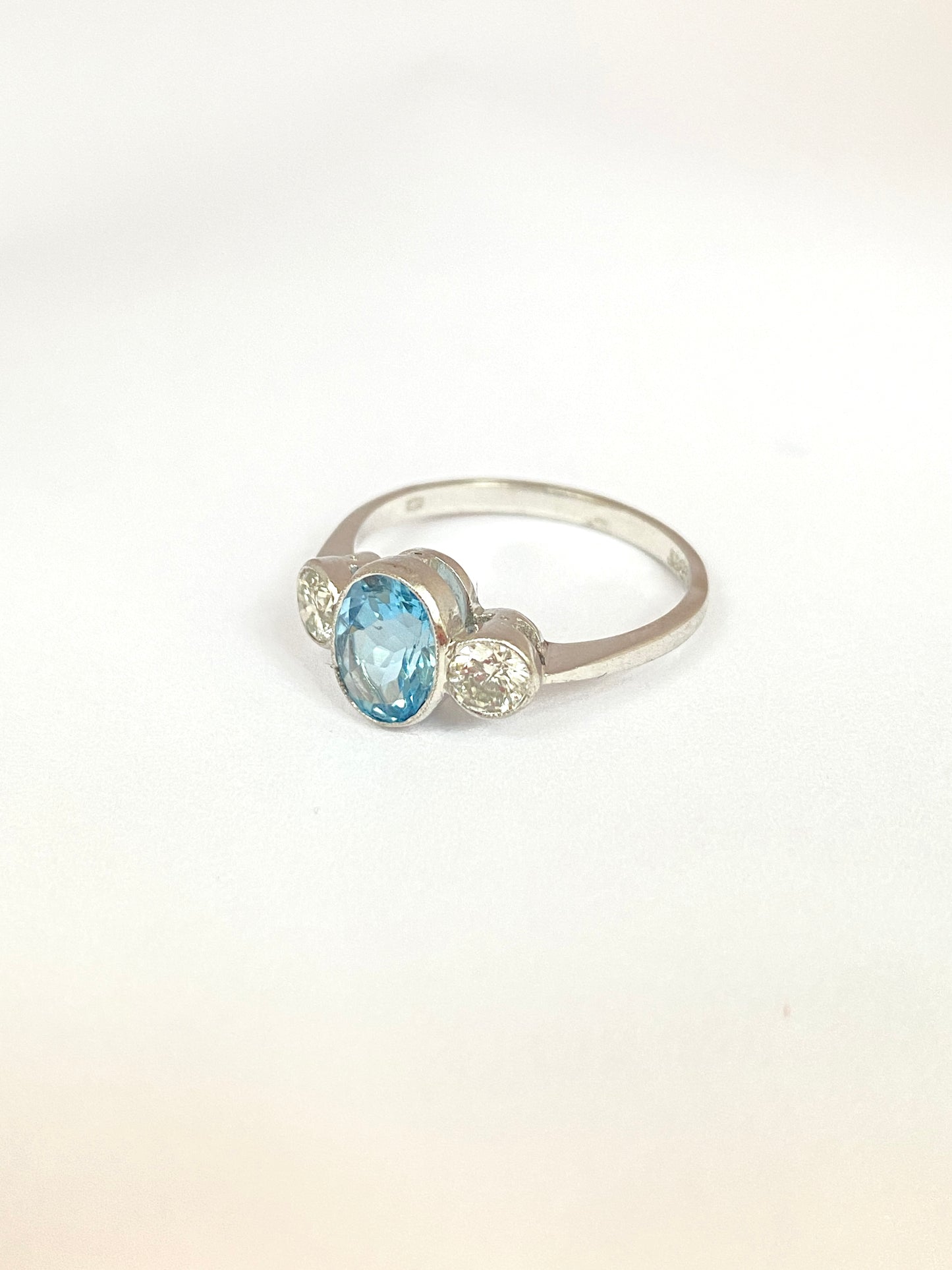 Vintage,  18ct White Gold Aquamarine and Diamond Ring