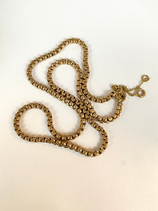 Rare, Vintage,  9ct Gold Smooth link snake Chain, 15.2 inches and 10g