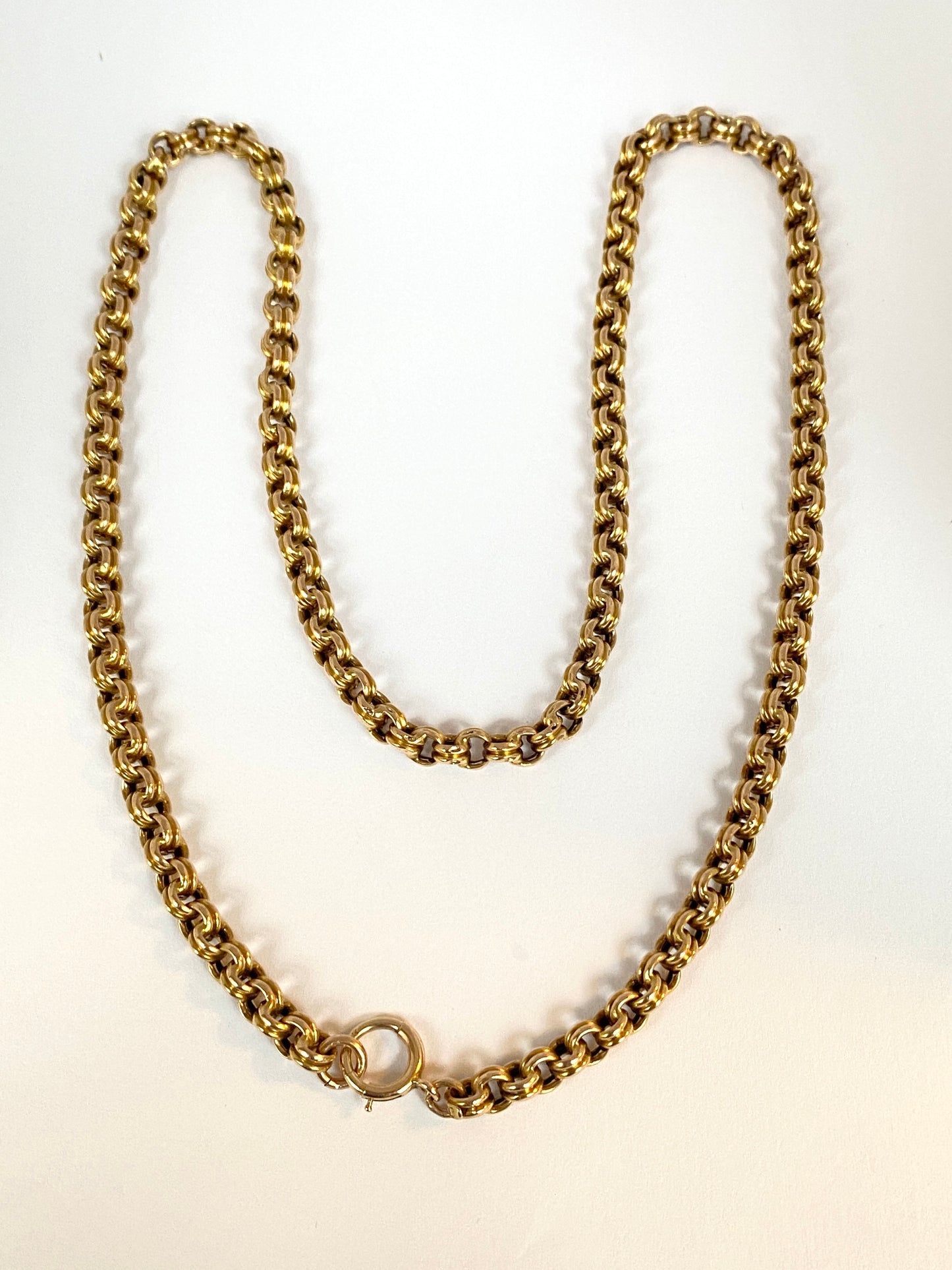 Rare, Chunky, Hallmarked, 15ct Gold Double Belcher Chain with Bolt Ring.