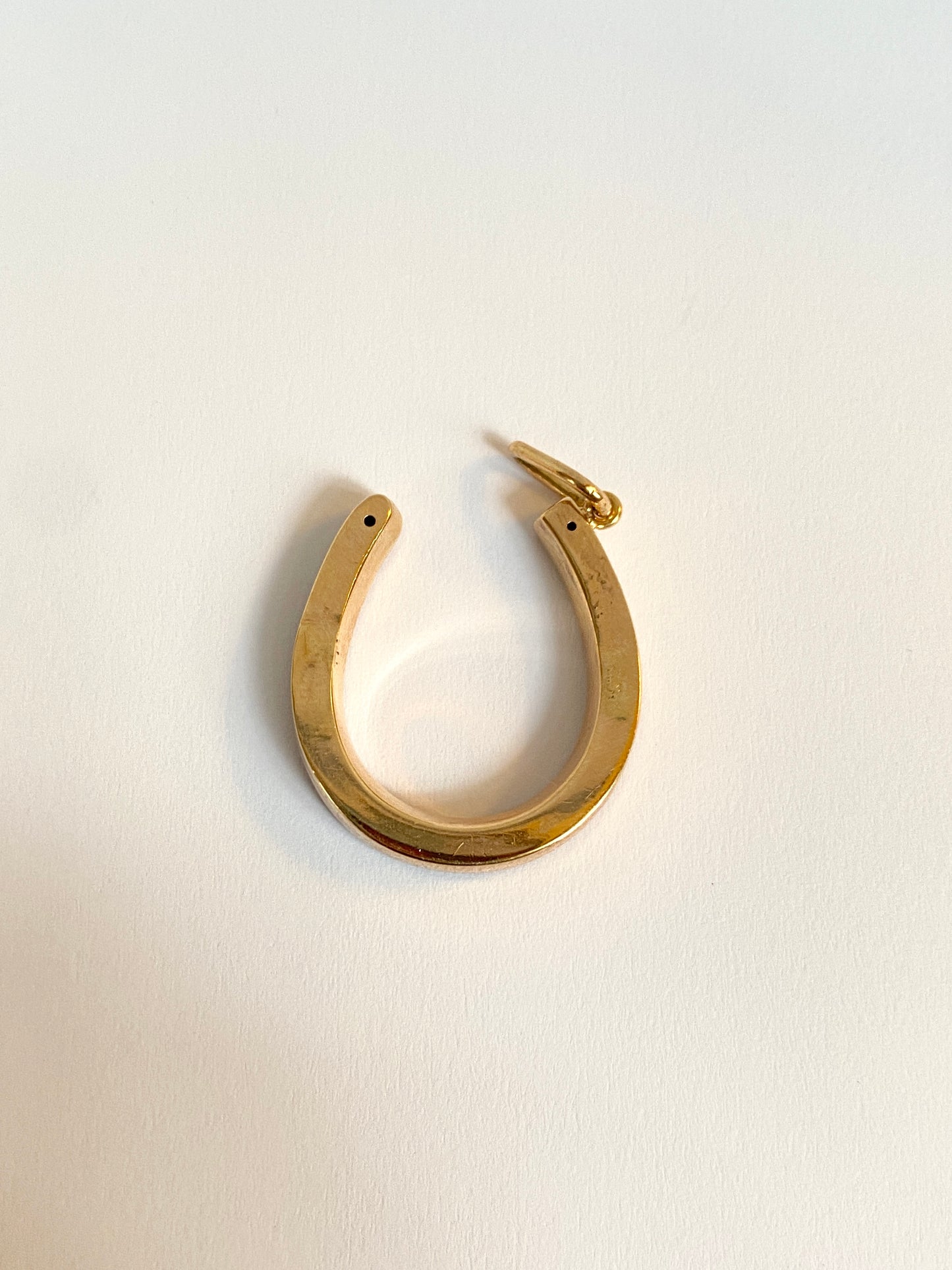 9ct Gold, Victorian Seed Pearl Lucky Horse Shoe Pendant and Chain