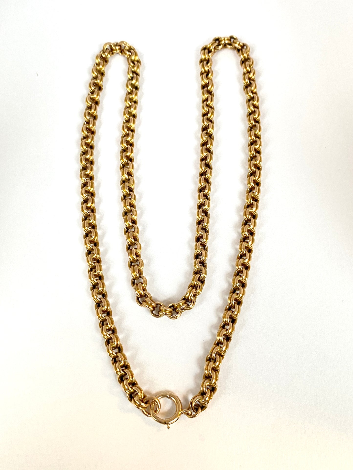 Rare, Chunky, Hallmarked, 15ct Gold Double Belcher Chain with Bolt Ring.