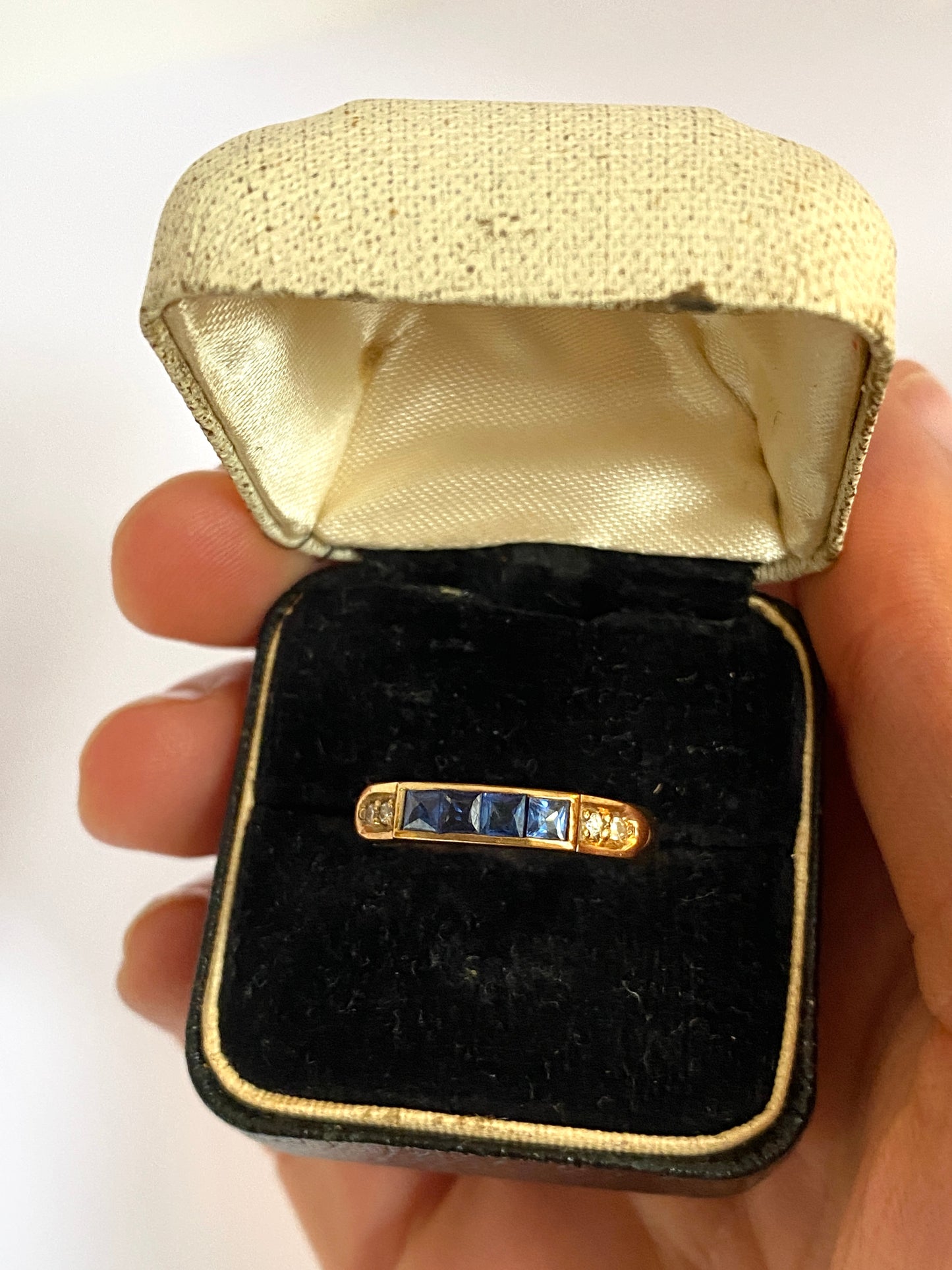 Vintage, Art Deco, 18ct Gold, Sapphire and Diamond Stacking Ring