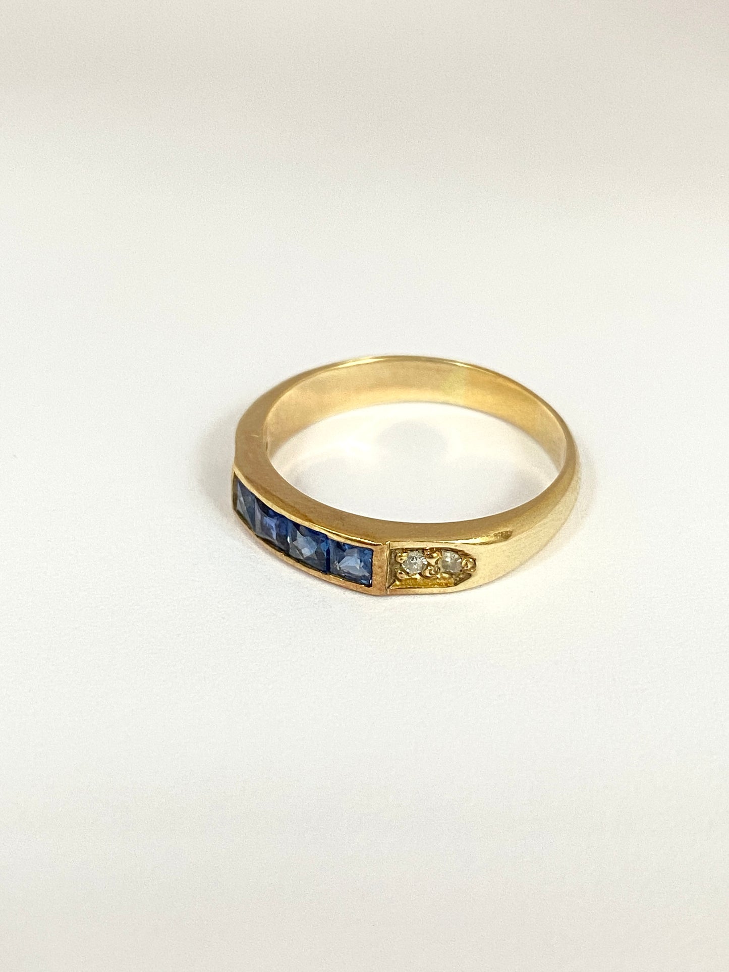 Vintage, Art Deco, 18ct Gold, Sapphire and Diamond Stacking Ring