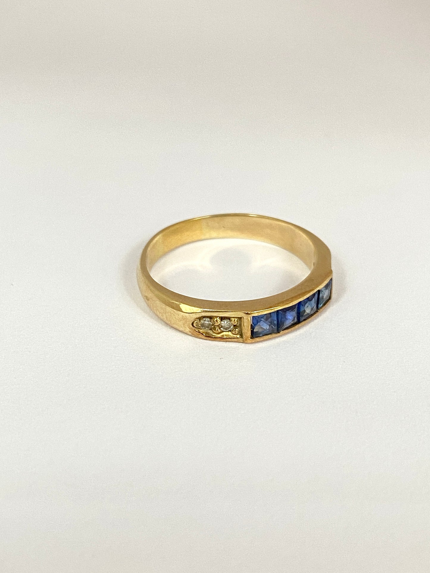 Vintage, Art Deco, 18ct Gold, Sapphire and Diamond Stacking Ring