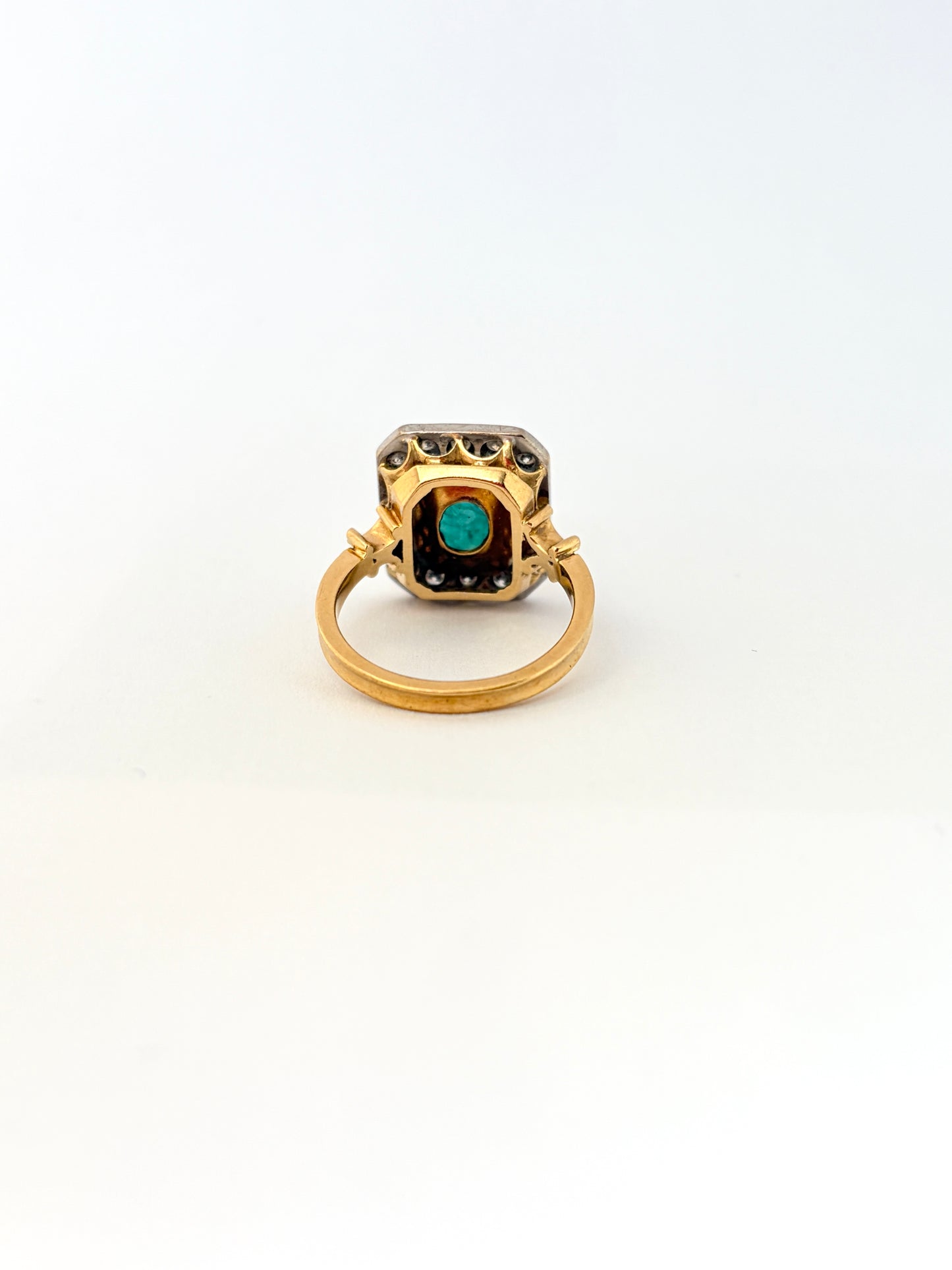 Vintage, 18ct Gold, Emerald and Diamond Cluster Ring, Hallmarked London 1986