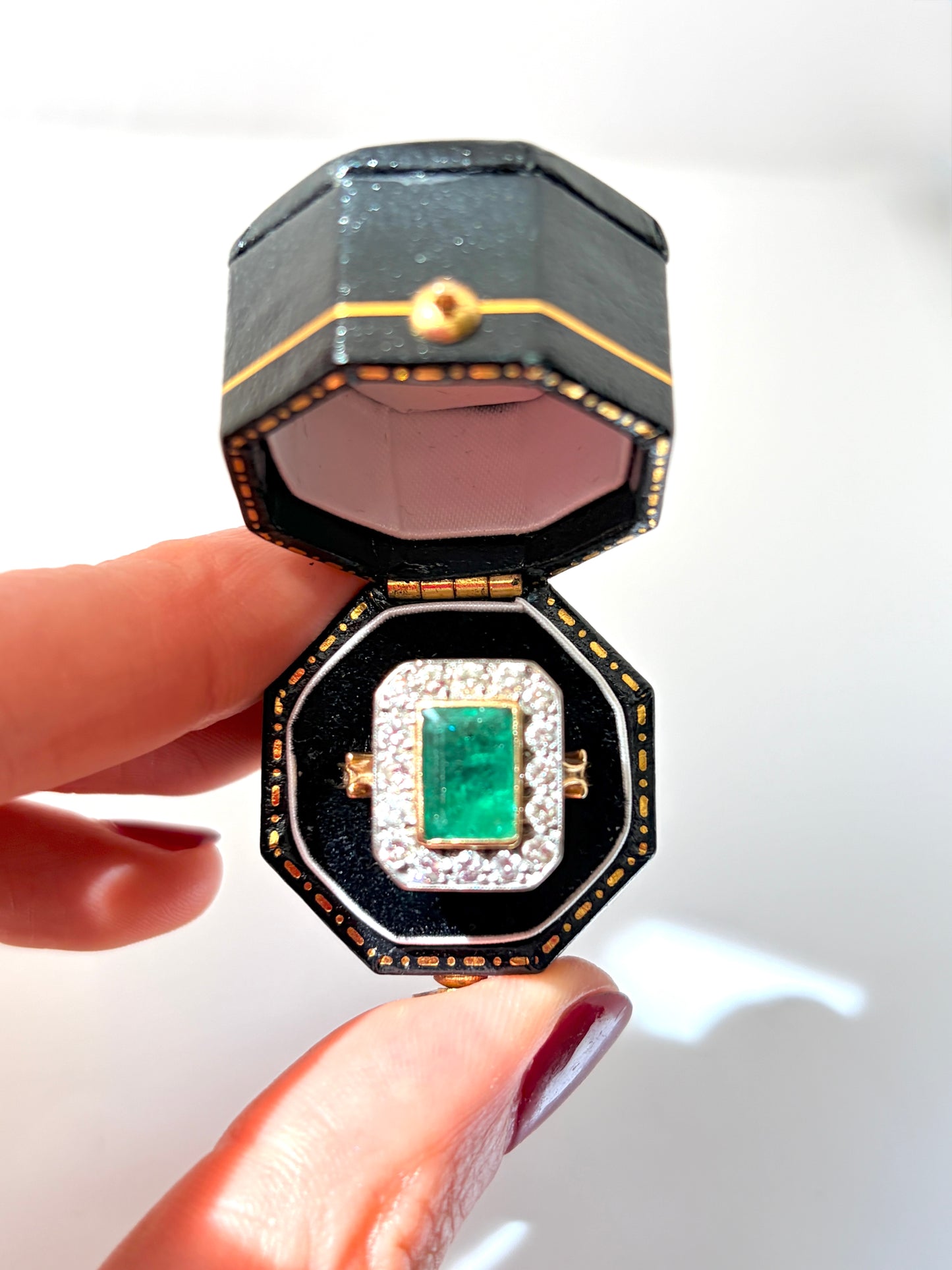 Vintage, 18ct Gold, Emerald and Diamond Cluster Ring, Hallmarked London 1986