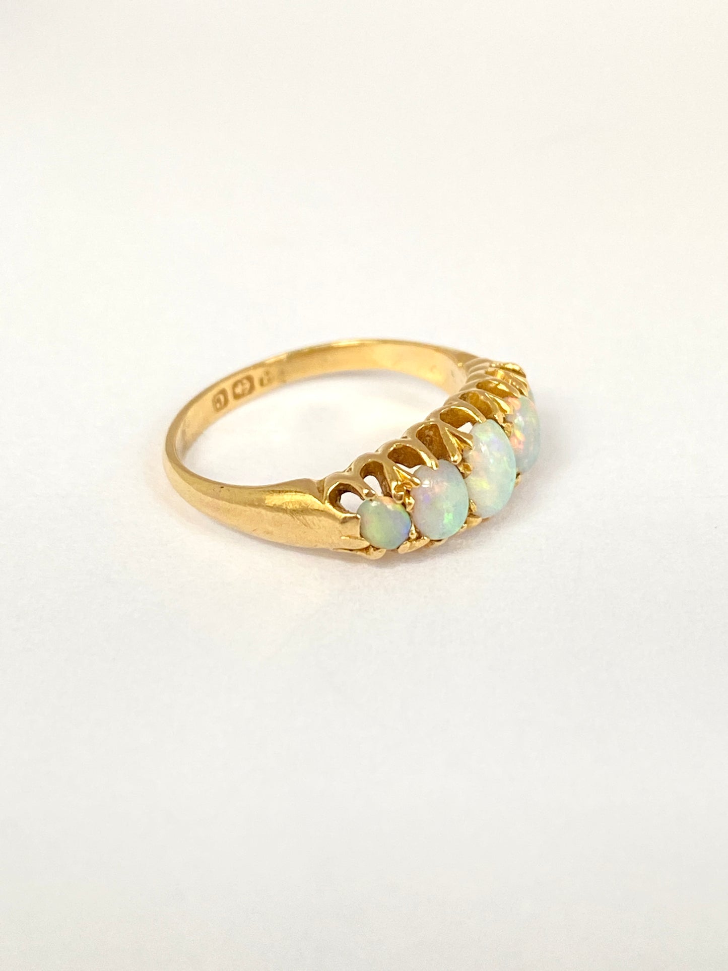 Edwardian, 18ct Gold, Five Stone Opal Ring, Hallmarked 18ct Gold, Birmingham, 1902