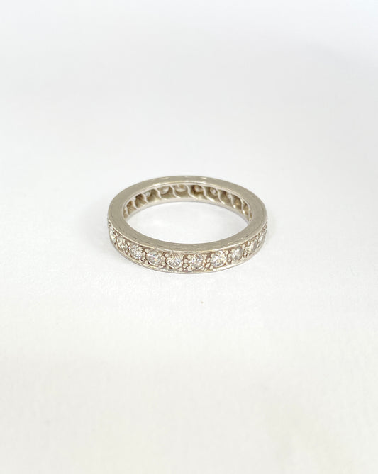 Vintage, Art Deco, Platinum Diamond Eternity Ring with 25 Diamonds