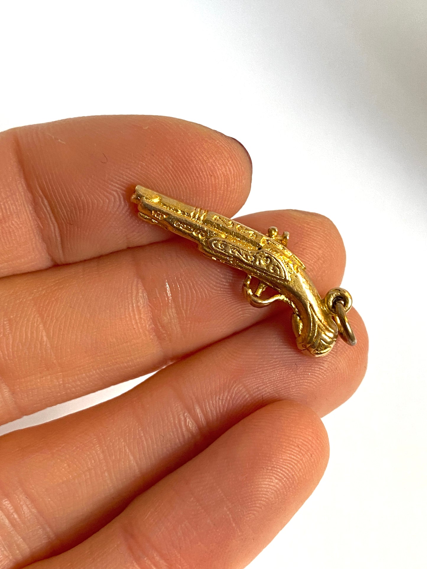 Vintage Flintlock Pistol Gun Charm/Pendant, Hallmarked Birmingham, 1964