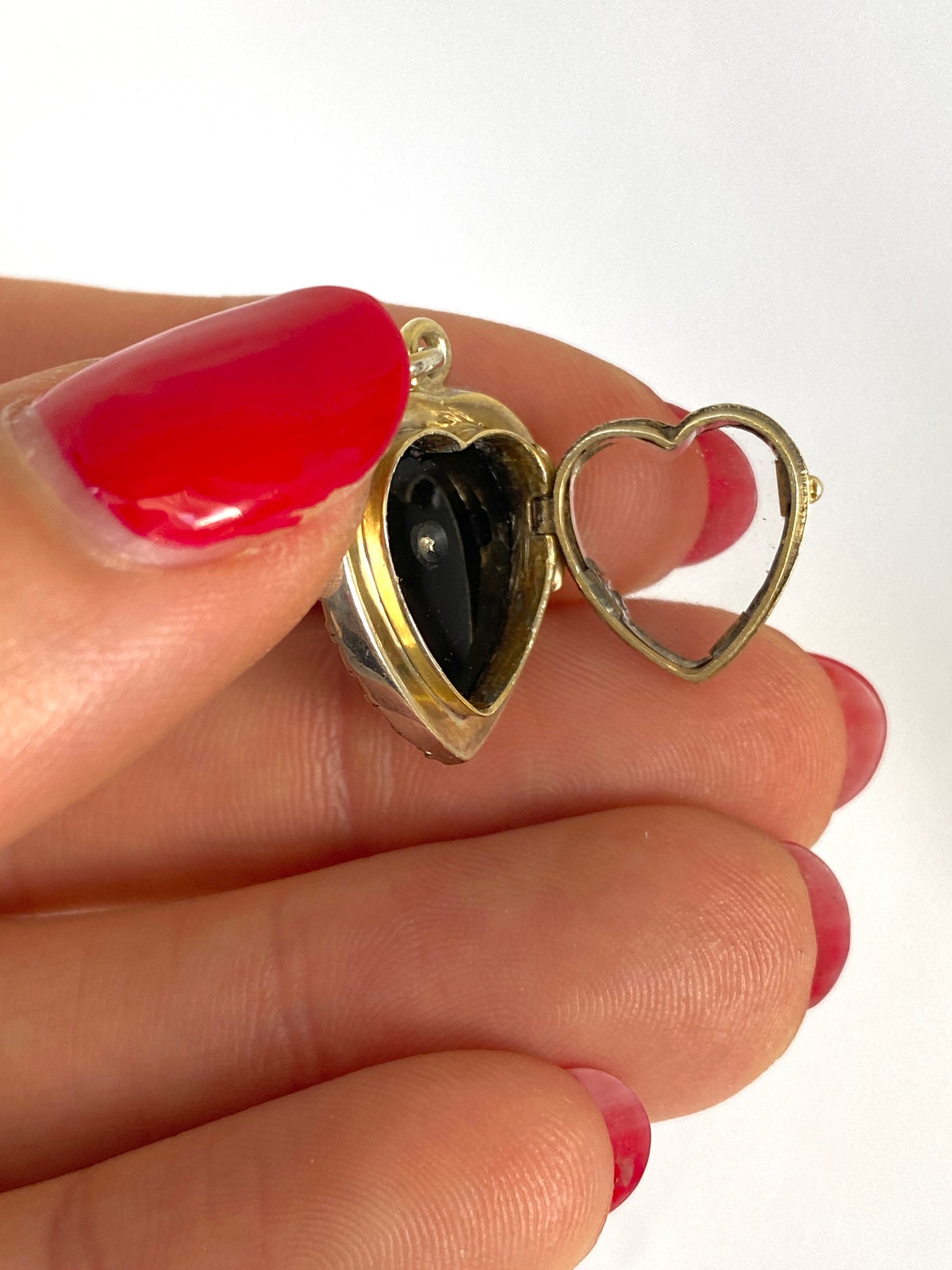 18ct Gold and Silver Black Onyx and Diamond Celestial Locket back Pendant