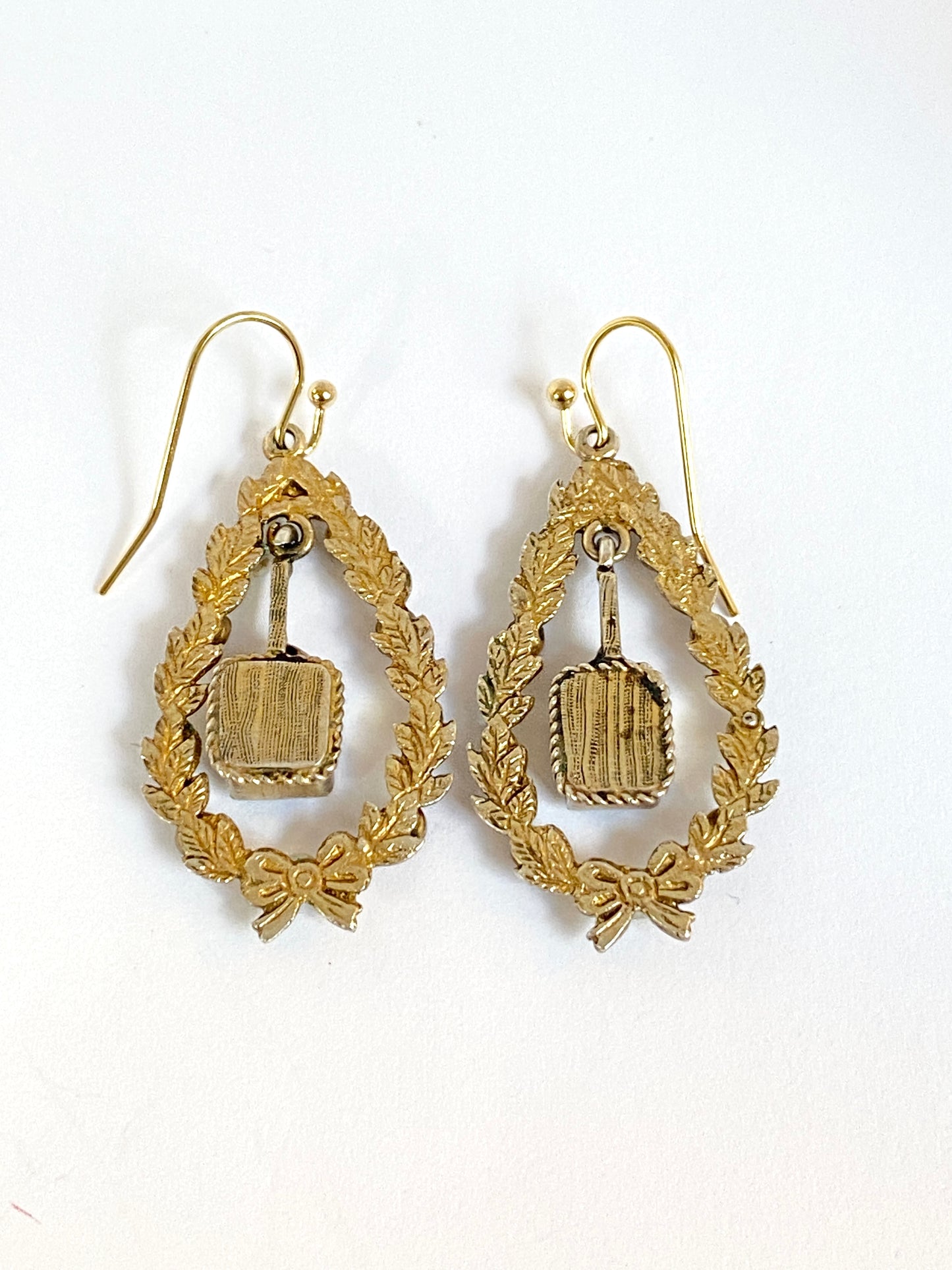 Silver Gilt Austro Hungarian Emerald/Garnet/Pearl Drop Earrings