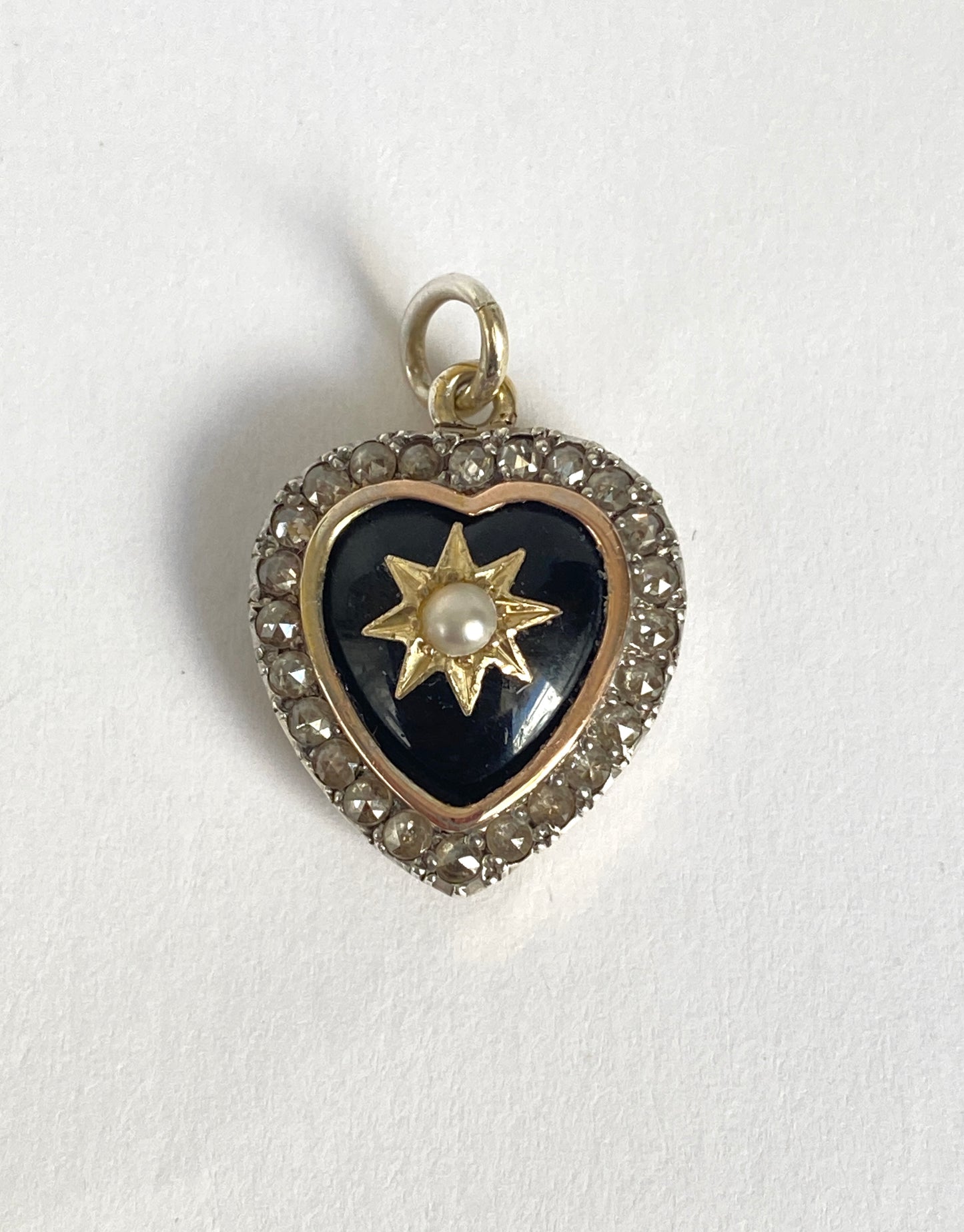 18ct Gold and Silver Black Onyx and Diamond Celestial Locket back Pendant