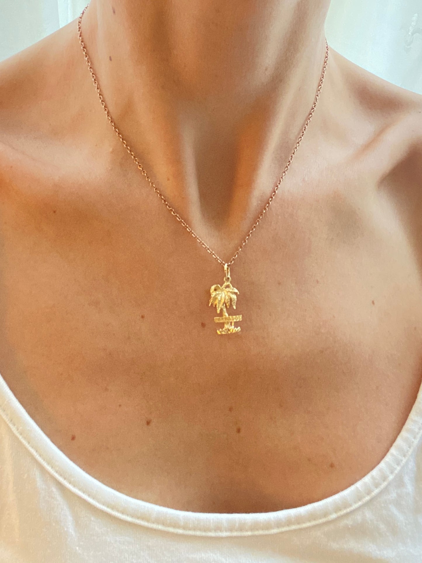 14k Yellow Gold Barbados Palm Tree Charm