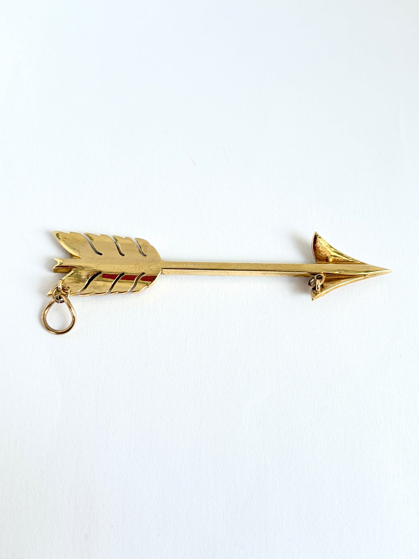 Large, Victorian, 15ct Gold Angel Hair Coral and Pearl Arrow Necklace
