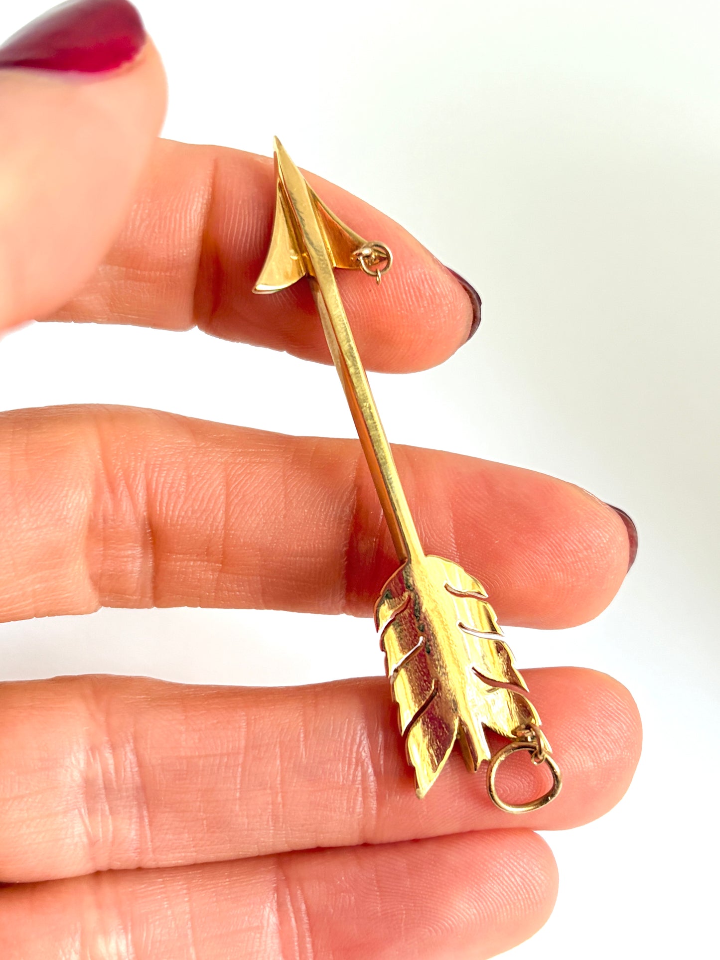Large, Victorian, 15ct Gold Angel Hair Coral and Pearl Arrow Necklace