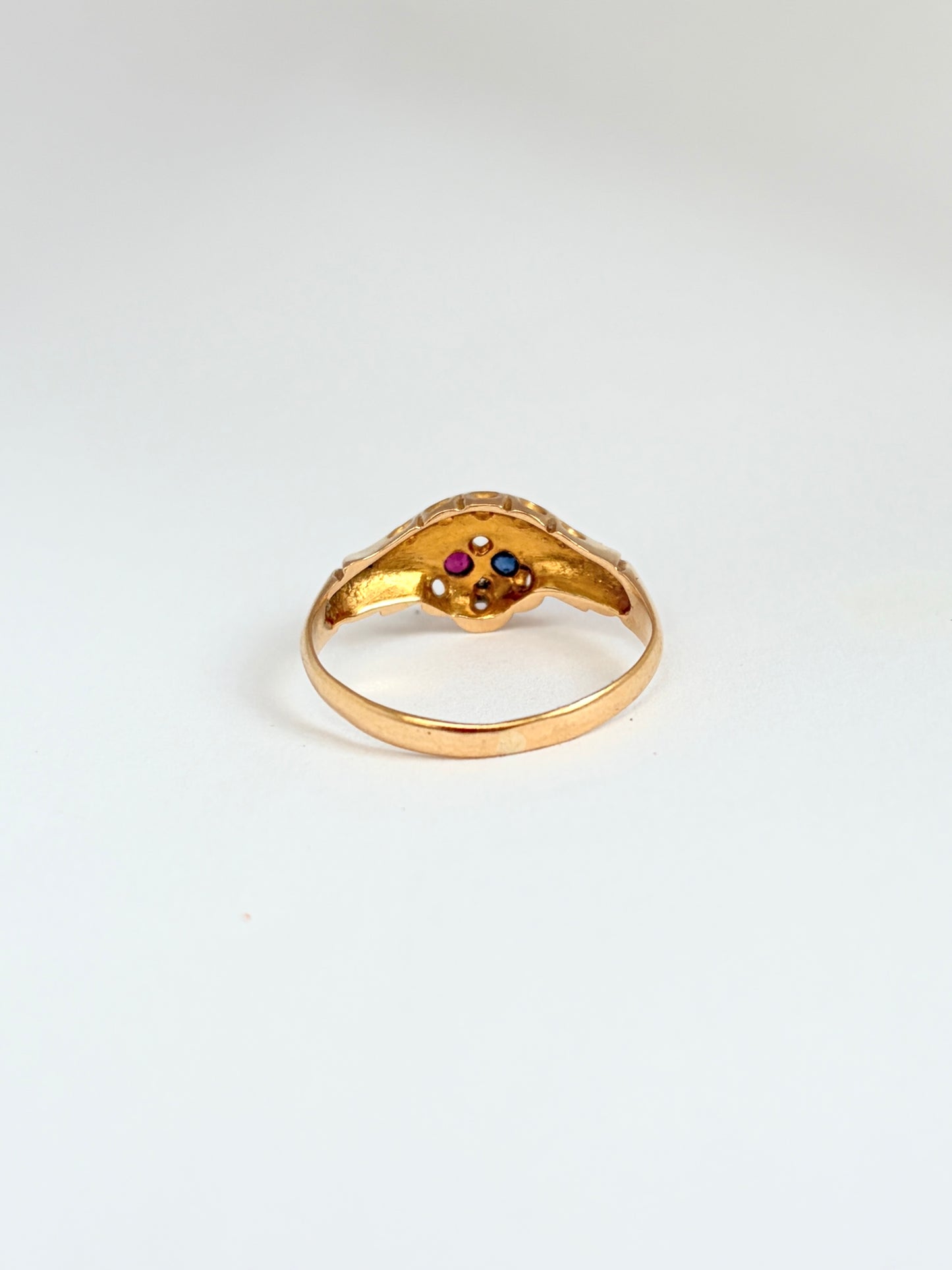 Antique, 18ct Gold Pearl, Ruby, Sapphire and Diamond Ring, Hallmarked, 18ct Gold Birmingham 1900