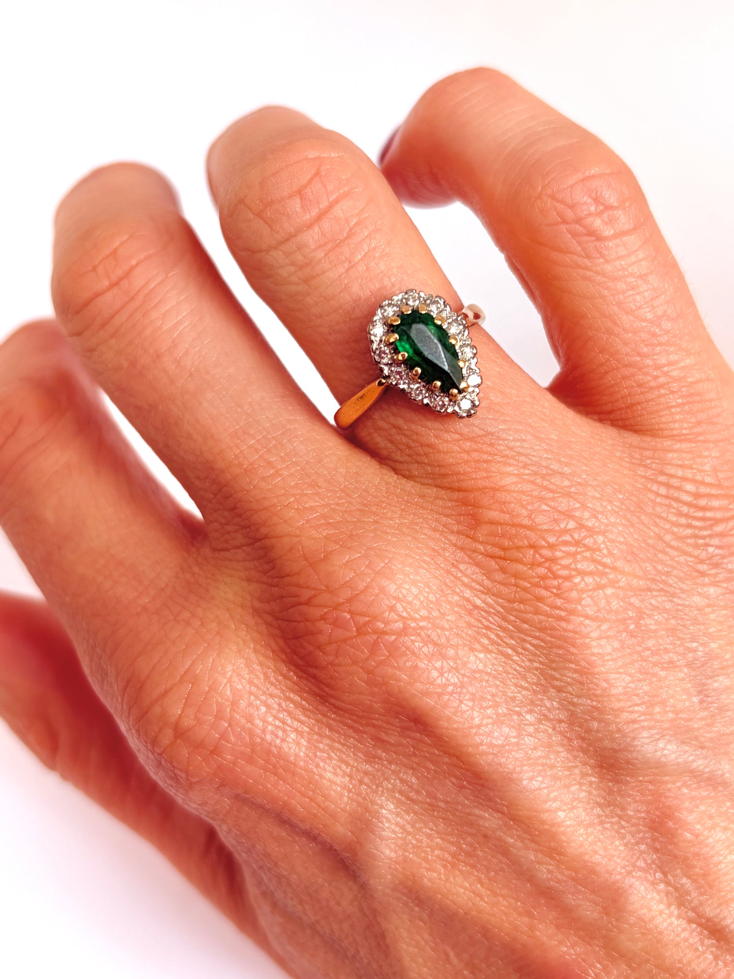 Vintage, 18 Gold, Emerald and Diamond Engagement Ring, London 1978