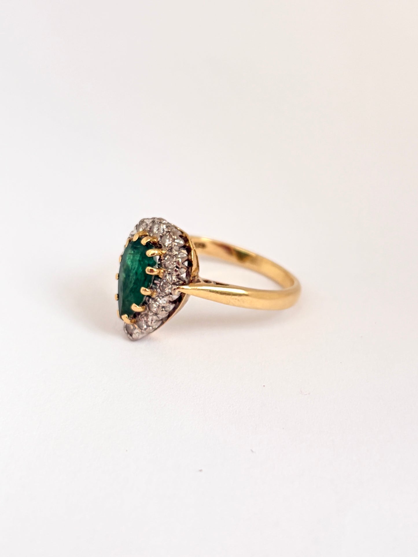 Vintage, 18 Gold, Emerald and Diamond Engagement Ring, London 1978