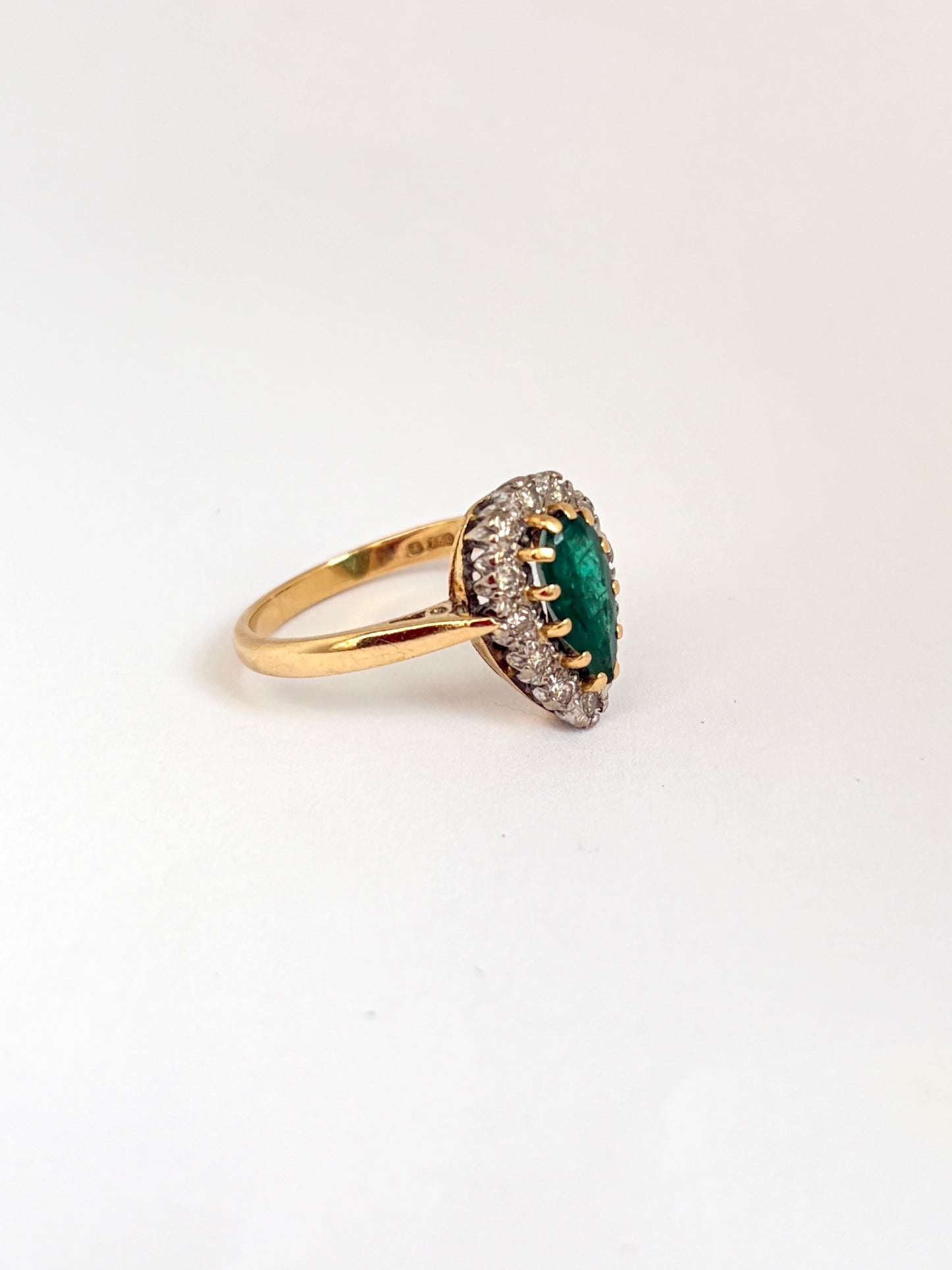 Vintage, 18 Gold, Emerald and Diamond Engagement Ring, London 1978