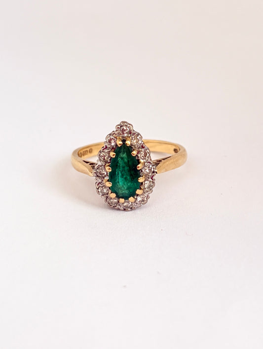 Vintage, 18 Gold, Emerald and Diamond Engagement Ring, London 1978