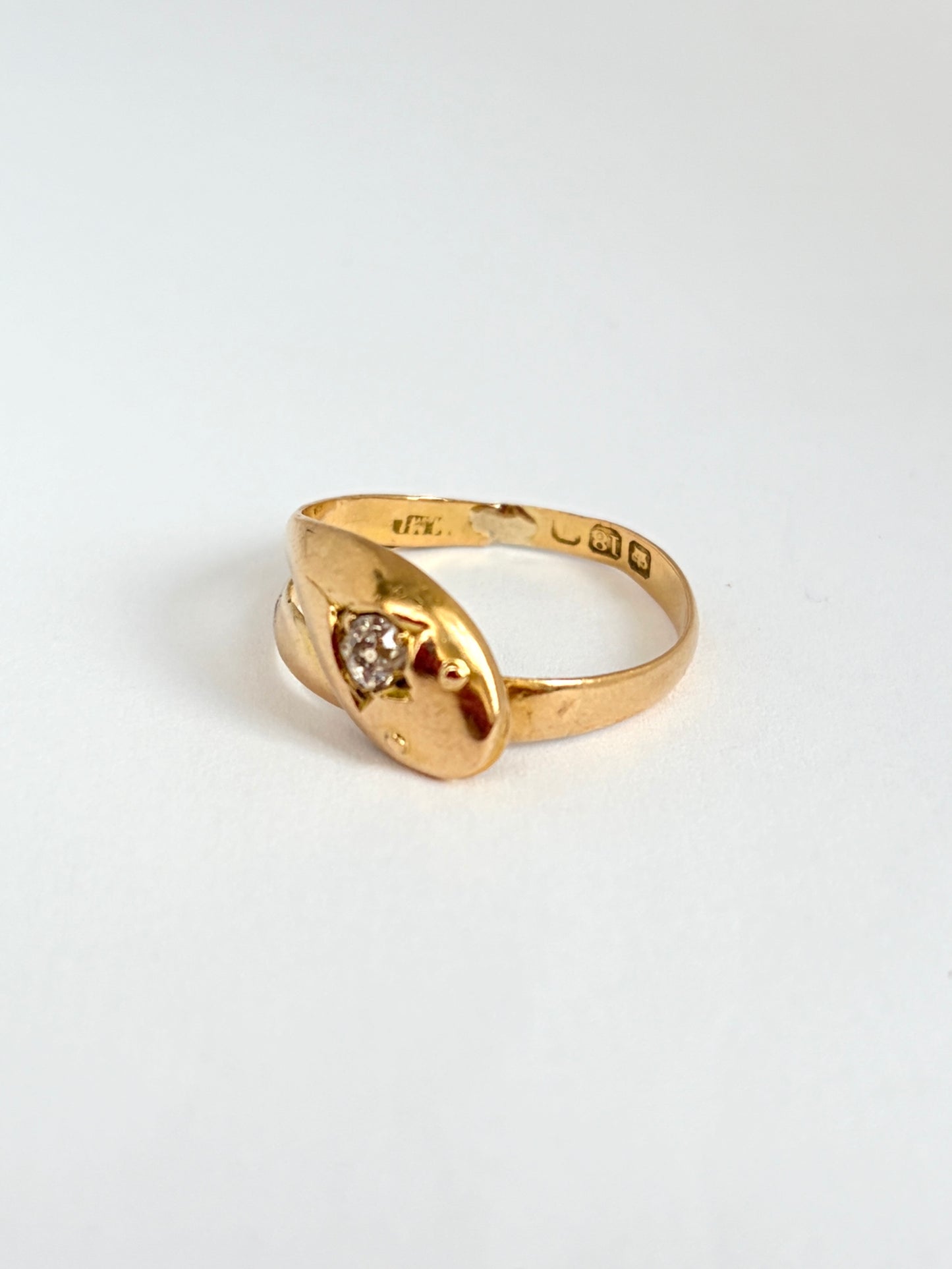 Stunning, Antique, 18ct Gold Old Cut Diamond Snake Ring
