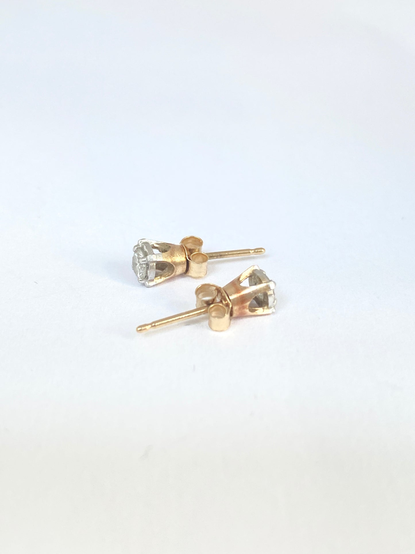 Vintage, 9ct Gold Yellow Gold and Platinum Earring Studs