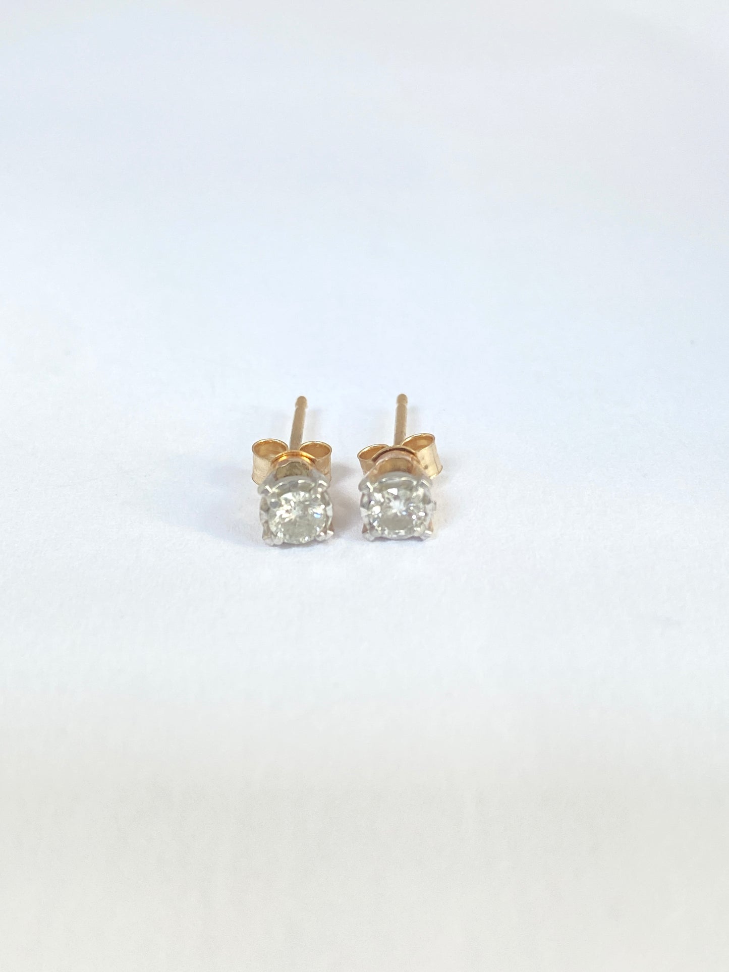 Vintage, 9ct Gold Yellow Gold and Platinum Earring Studs