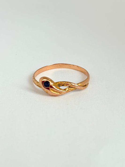 French, Hallmarked, Vintage, 18ct Gold Snake Ring