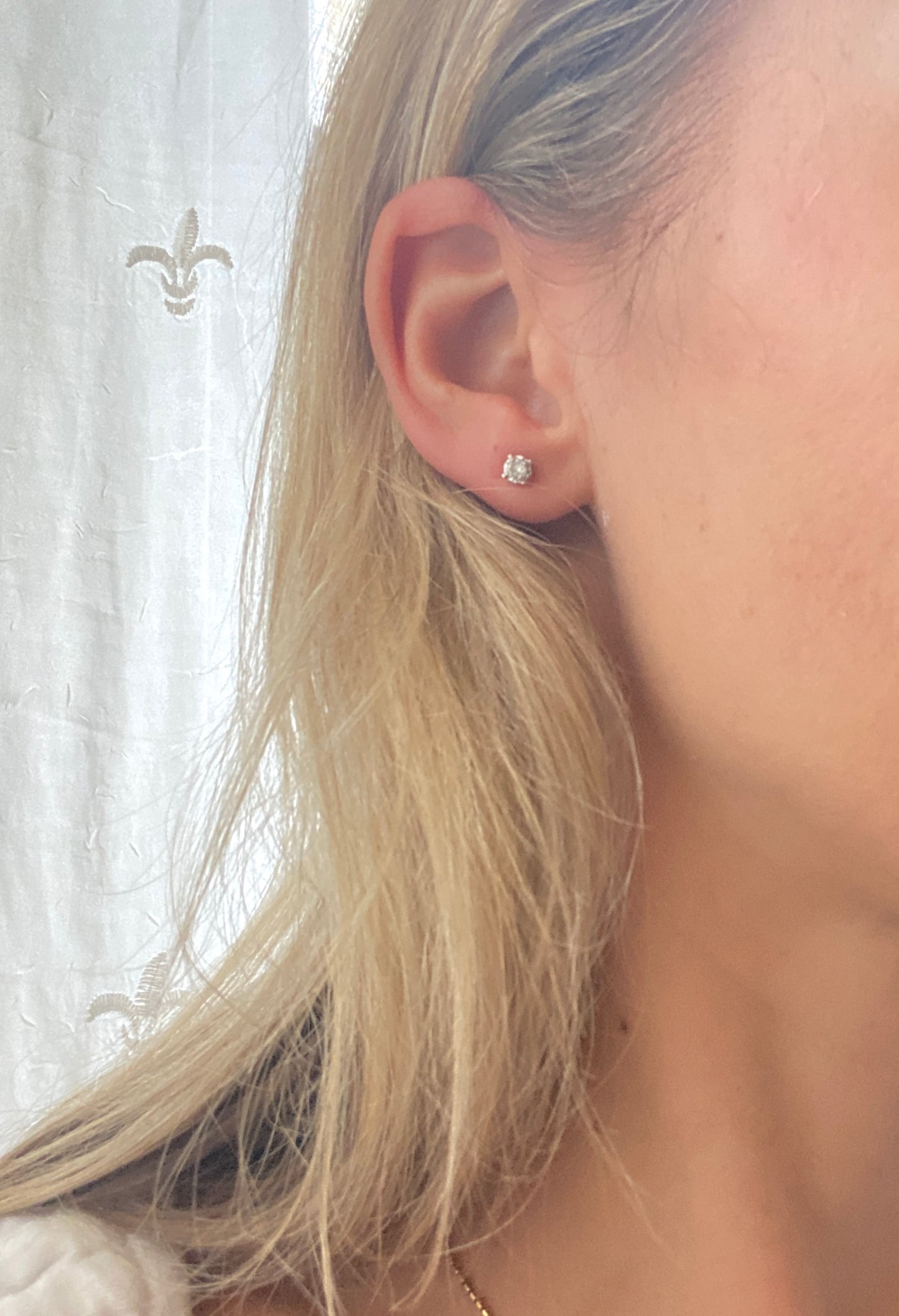 Vintage, 9ct Gold Yellow Gold and Platinum Earring Studs