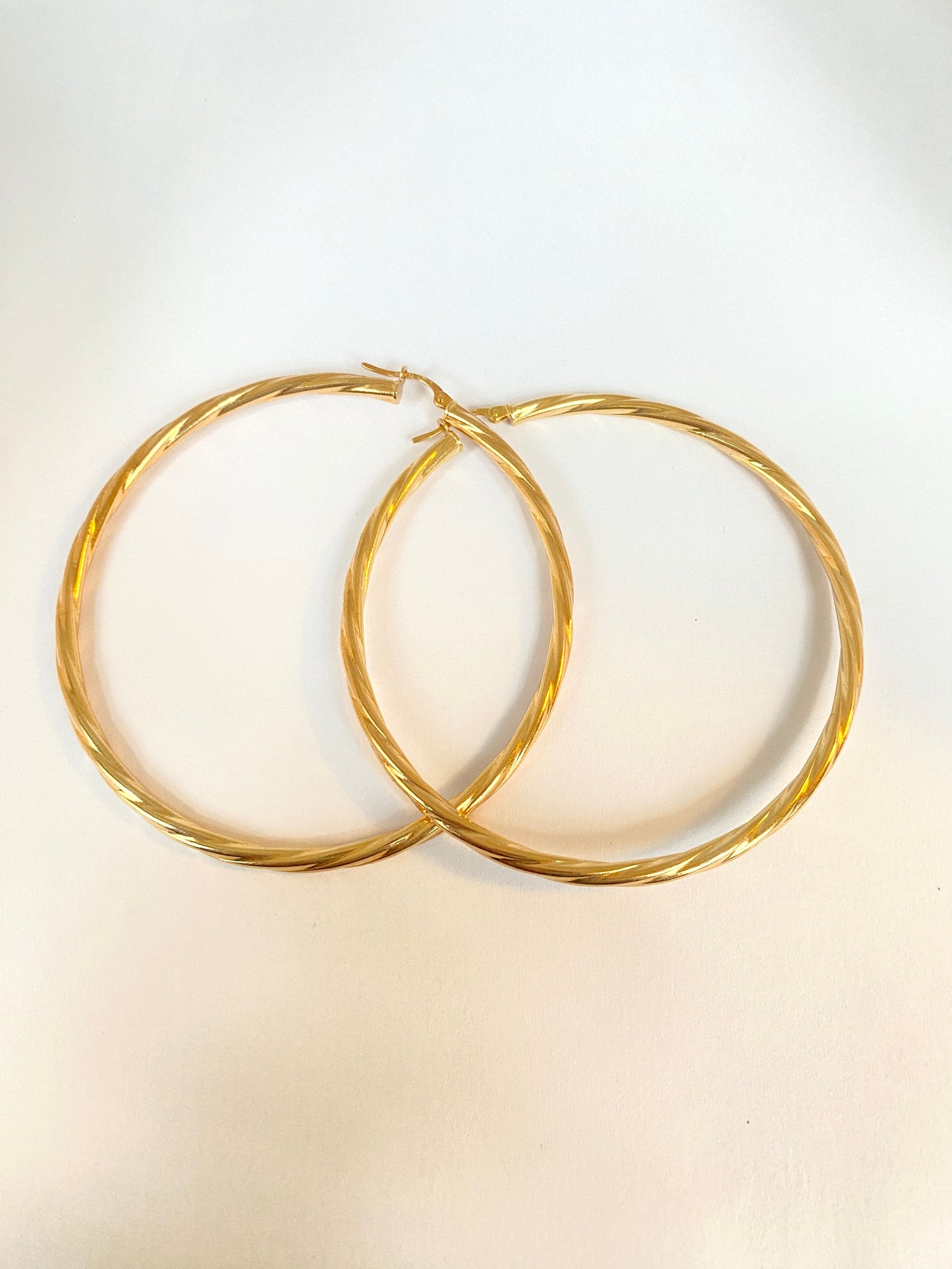 Reserved 2nd and FINAL payment Vintage, 9ct Gold Large Creole Hoop Earrings, 6.5cm diameter and 4.28g