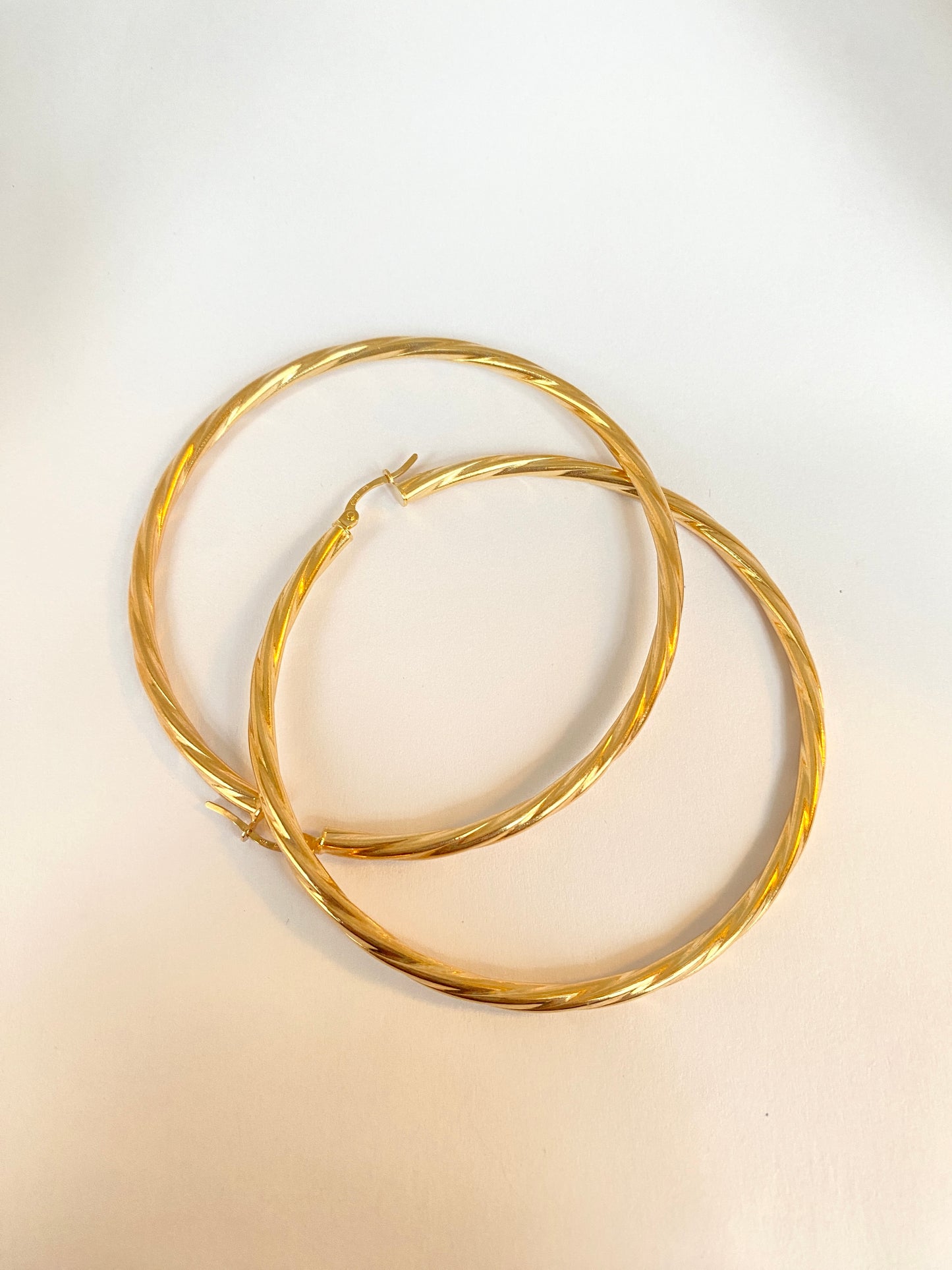 Reserved 2nd and FINAL payment Vintage, 9ct Gold Large Creole Hoop Earrings, 6.5cm diameter and 4.28g