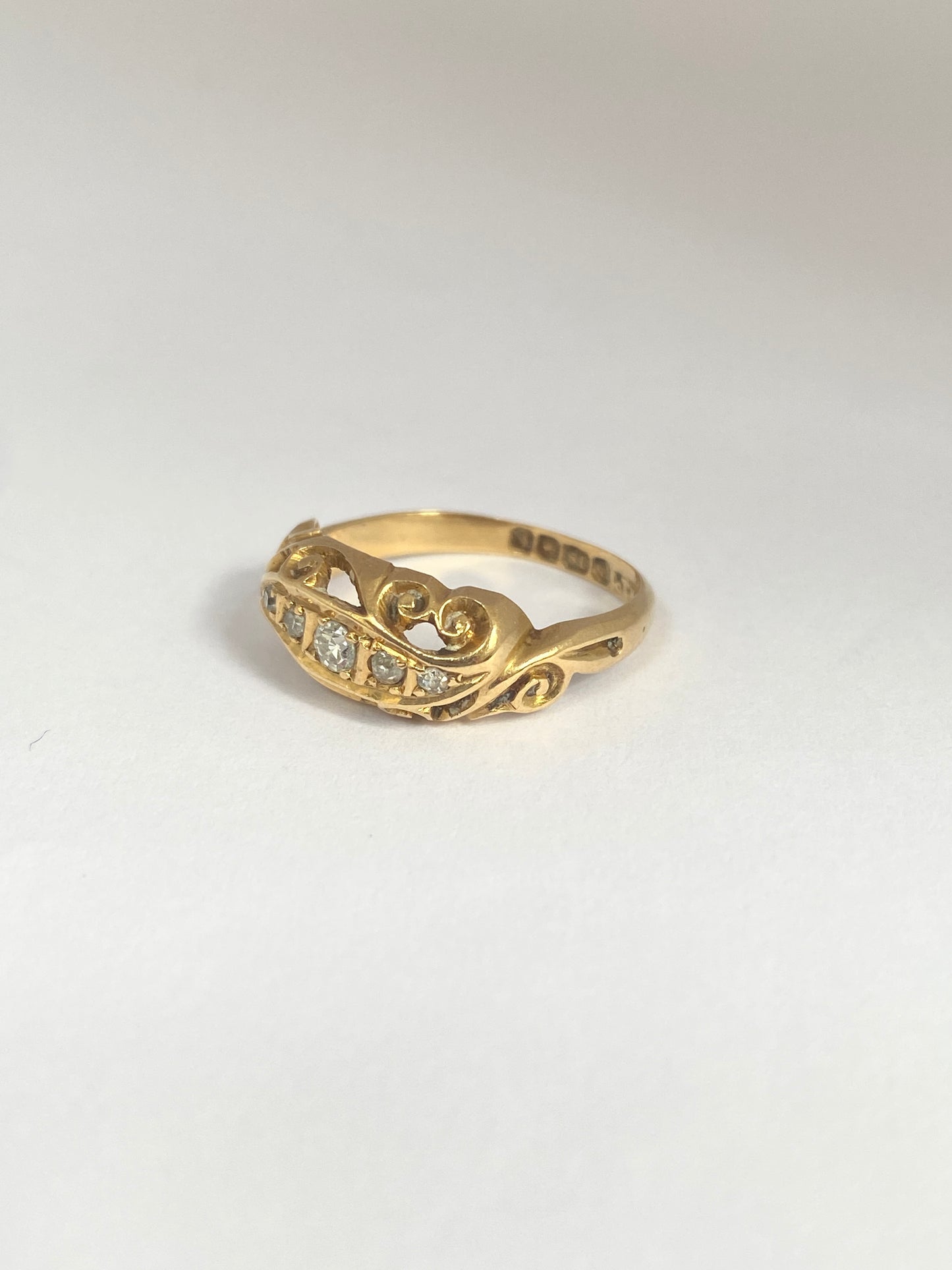 Art Deco, 18ct Gold Old Cut Diamond Ring, Hallmarked Birmingham, 1918