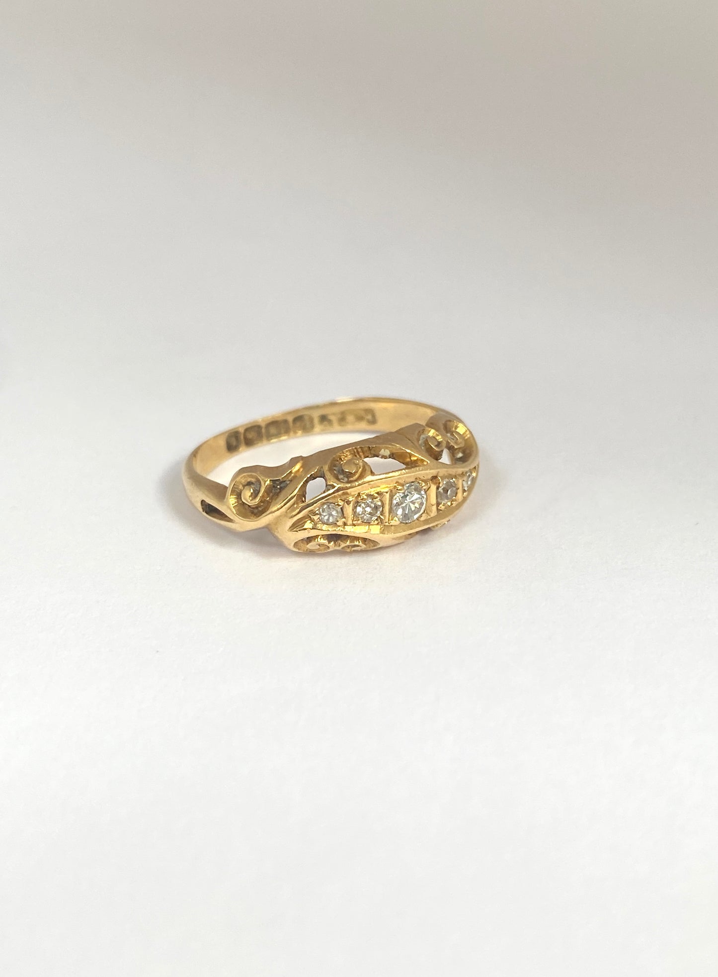 Art Deco, 18ct Gold Old Cut Diamond Ring, Hallmarked Birmingham, 1918