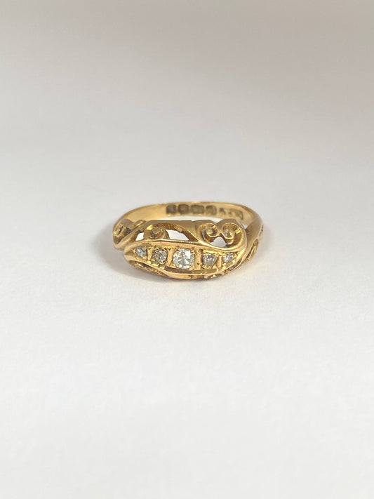 Art Deco, 18ct Gold Old Cut Diamond Ring, Hallmarked Birmingham, 1918