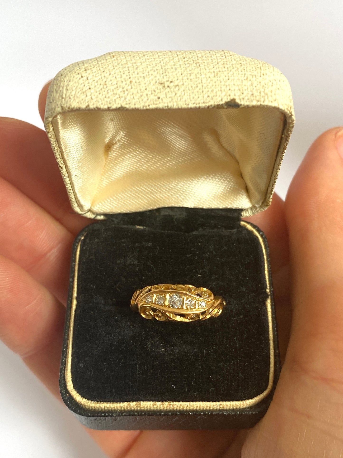 Art Deco, 18ct Gold Old Cut Diamond Ring, Hallmarked Birmingham, 1918