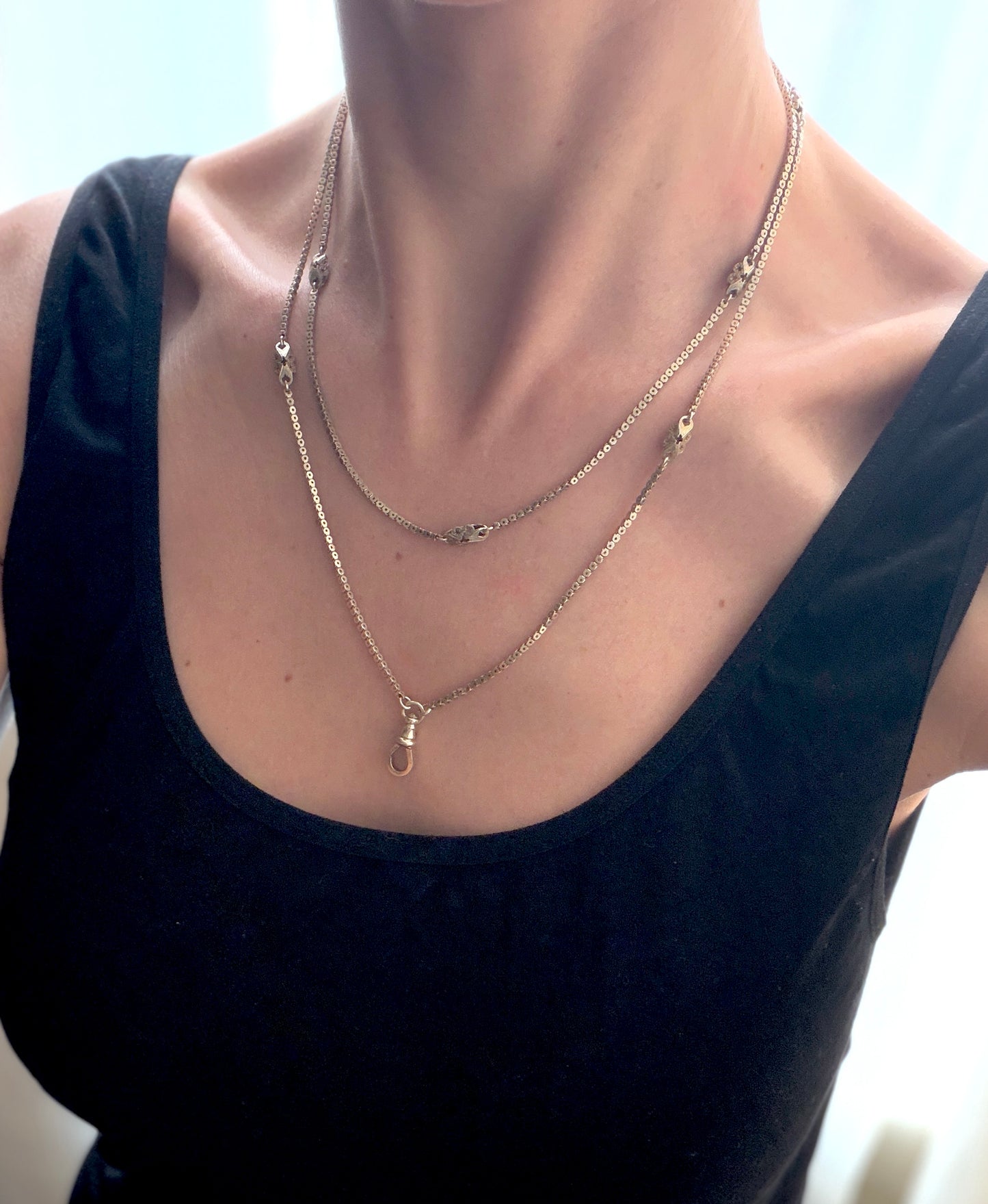 Rare, 9ct Solid Gold Victorian Pierced Link Long Guard, 38 inches and 16g
