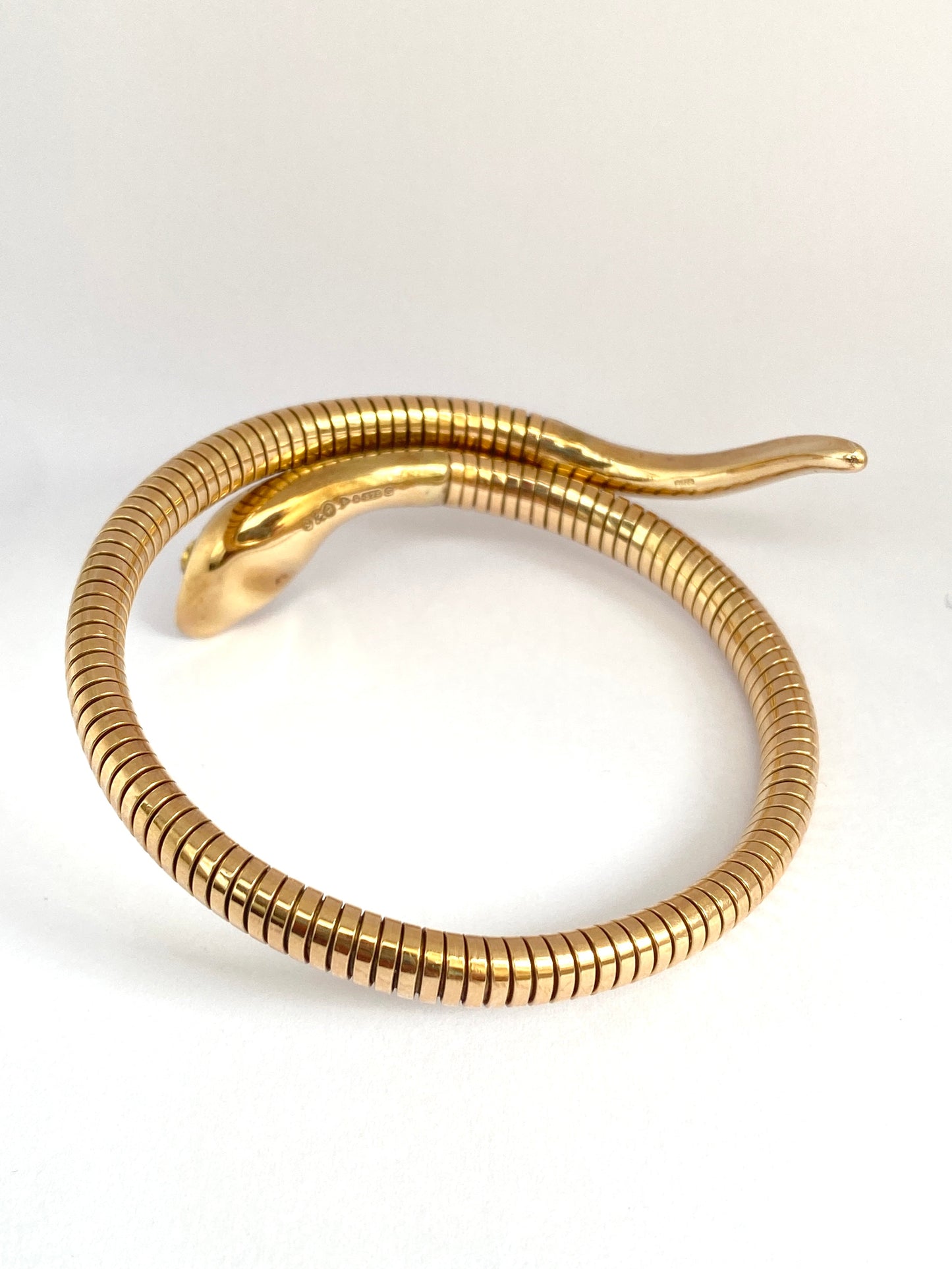 SECOND PAYMENT Reserved VINTAGE, 9ct Gold, Ruby Eyed Extendable Snake Bangle, Hallmarked 9ct Gold, Chester, 1957i