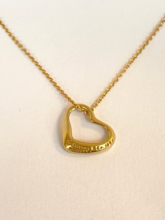 Vintage, 18ct gold, Tiffany Open Heart 'Elsa Peretti' Necklace with chain