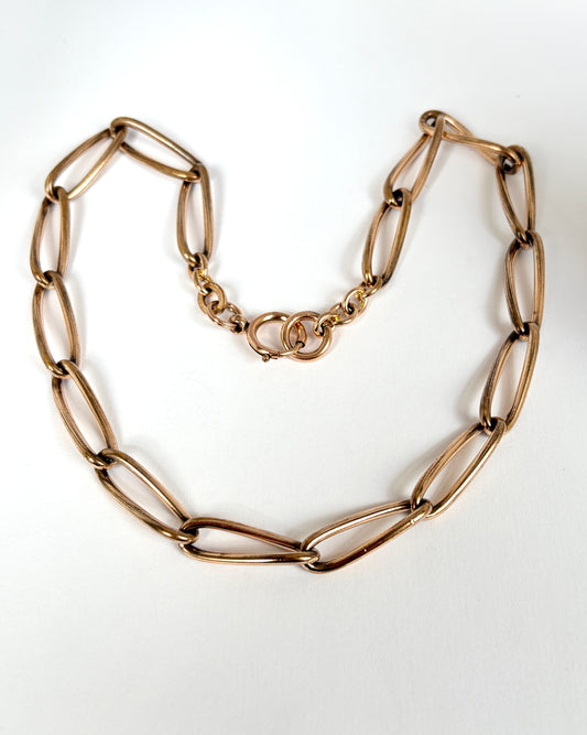 17 inch, 9ct Rolled Gold Antique, Elongated Curb Watch Chain (46.50g)
